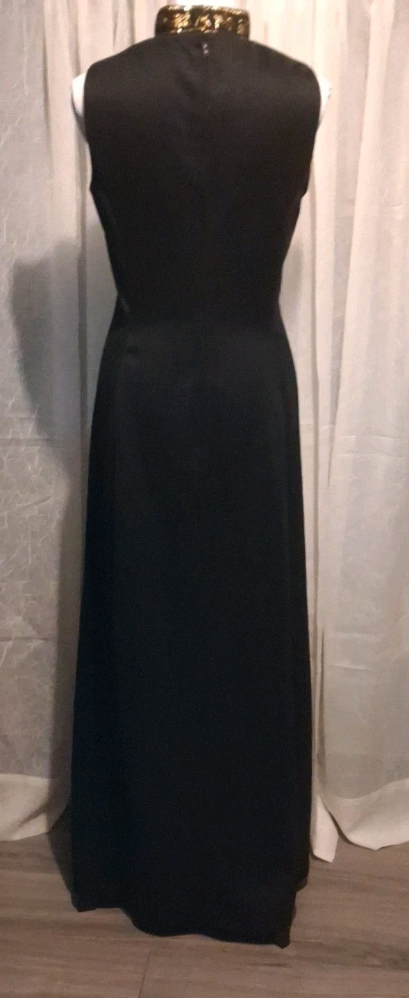 Cheongsam Maxi Gown Dress Mandarin Collar Hollywood Glam Union Label USA Sz 10
