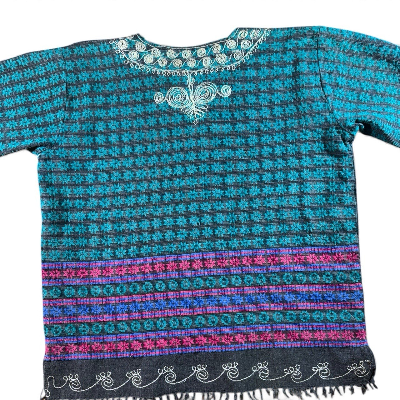 Vintage 70s Medium Embroidered Retro Boho Hippie Top Made In India