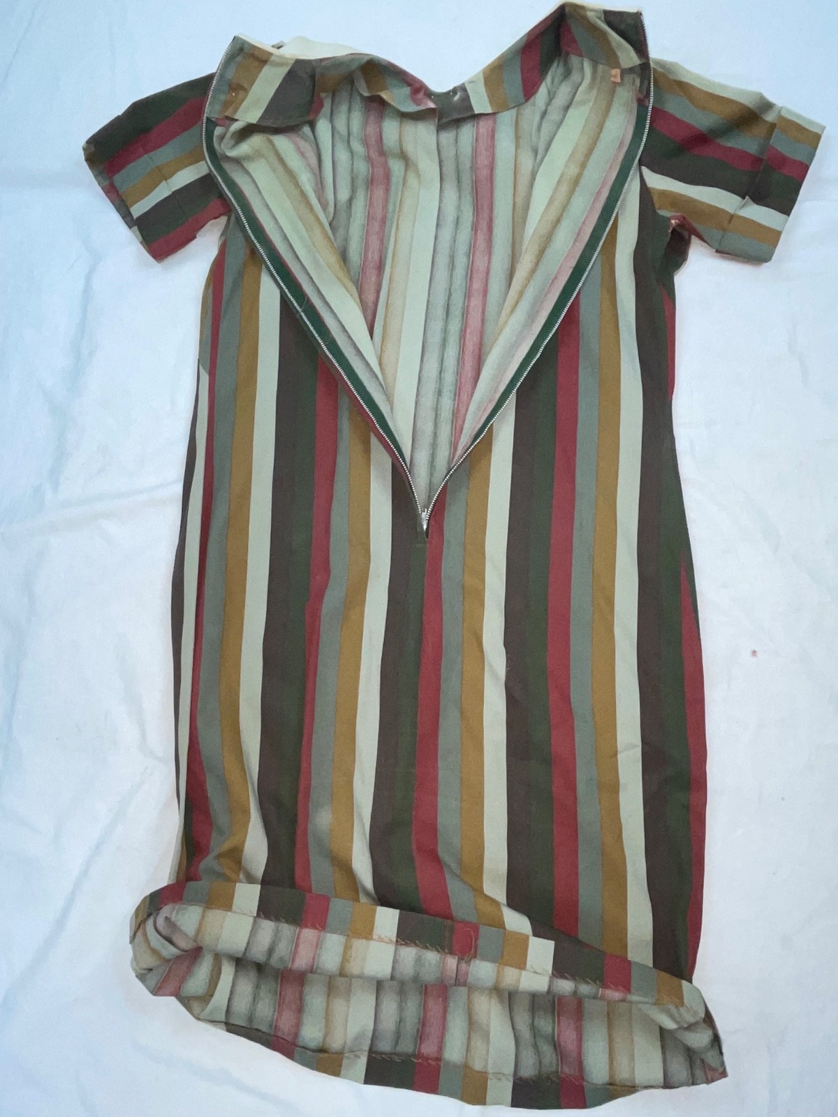 VTG 60S 70S WOMENS S BOLD STRIPE BABY DOLL RETRO MOD DISCO DRESS