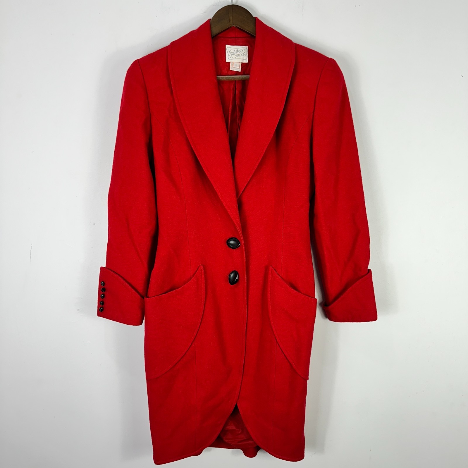 Kathryn Dianos Red Wool Cashmere Coat 6 Vtg 80s Power Dressing Old Money Chic