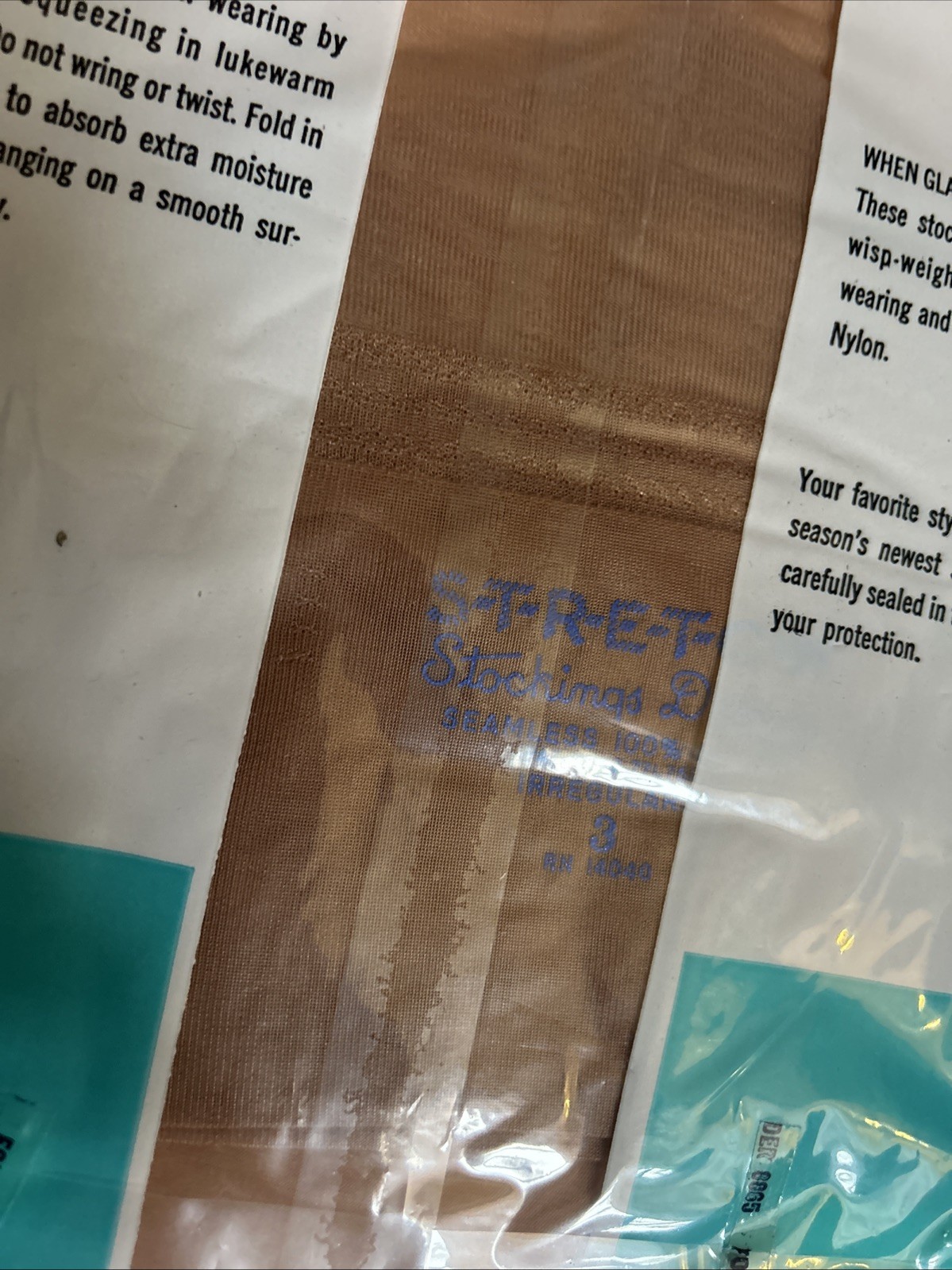 Vtg Seamless Exquisite Stocking Hose 100% Sheer Nylons Size 3 Beige IRR