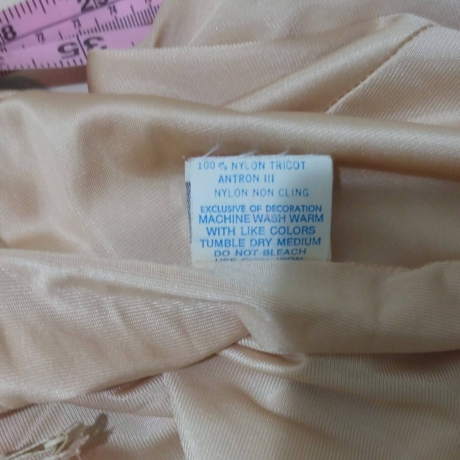 Body Chic Vintage Beige 100% Nylon Tricot Lace Trim Slip Size 34