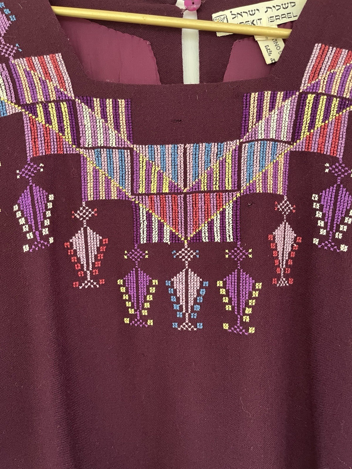Vintage 1972 Hand Embroidered Wool Ethnic Caftan 70s Kaftan