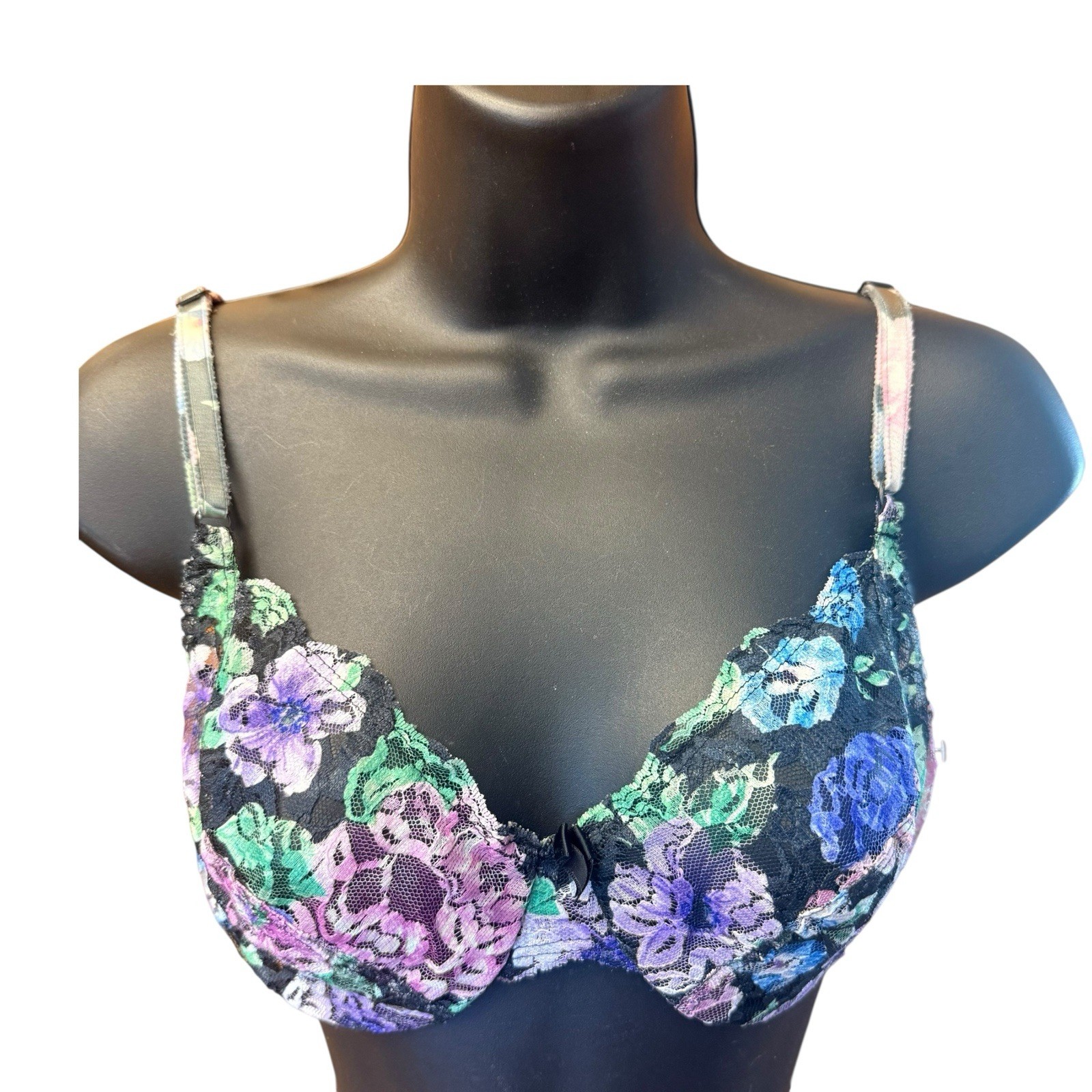 Vintage Warner’s Lace Royale Bra Size 34C Sheer Nylon Lace Underwire Unlined