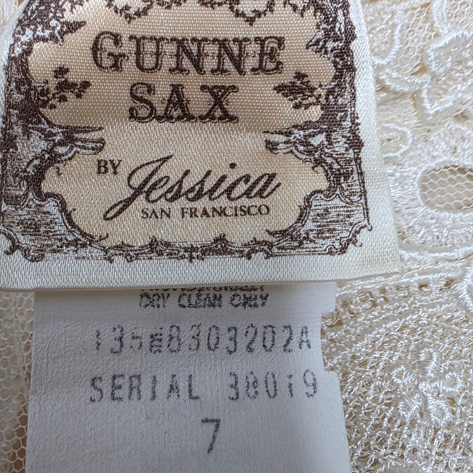 Gunne Sax Maxi Dress Womens 7 Cream Lace Victorian Prairie Boho Wedding