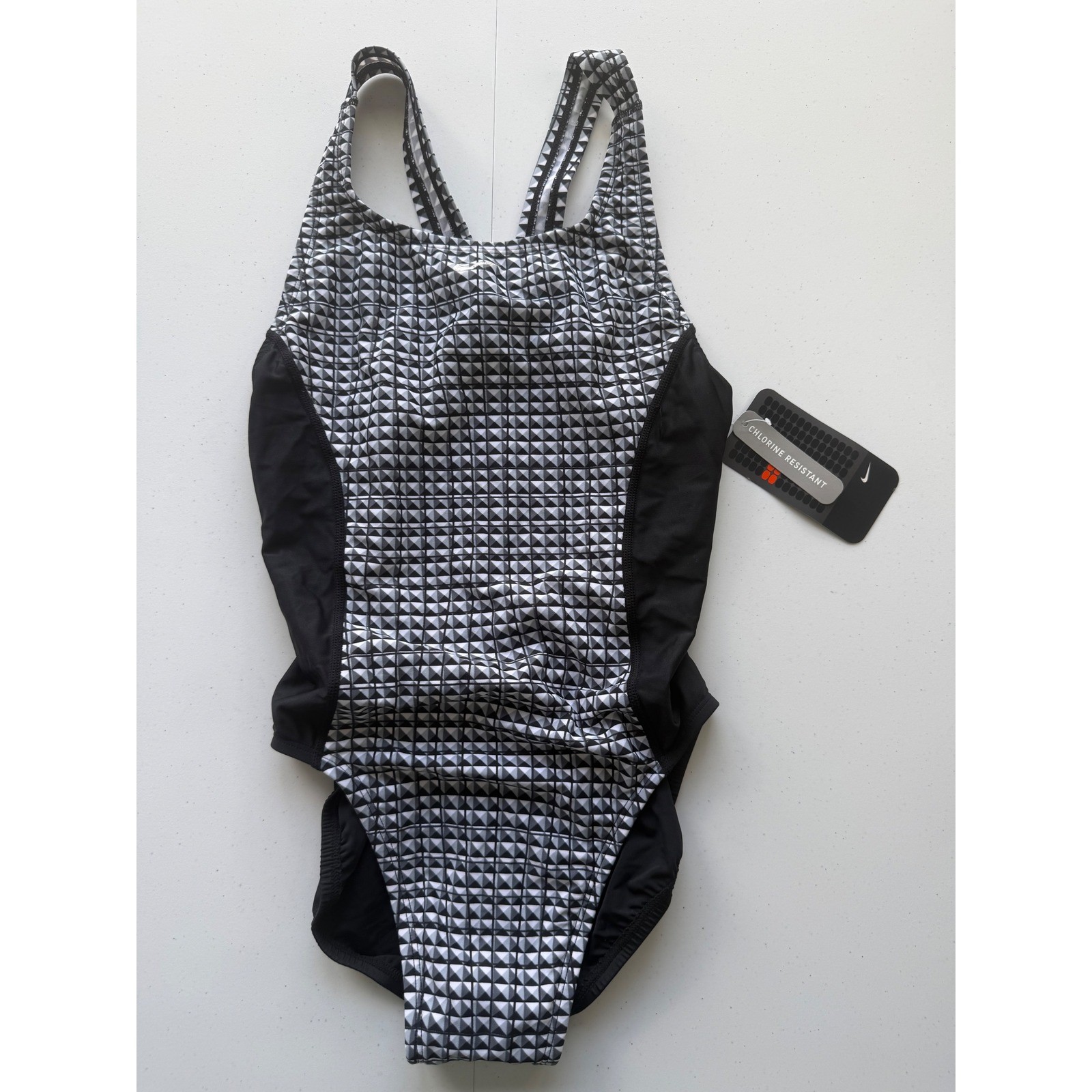 VTG 2004 Nike Swimsuit One Piece NWT Deadstock Size 34 Racerback Black White