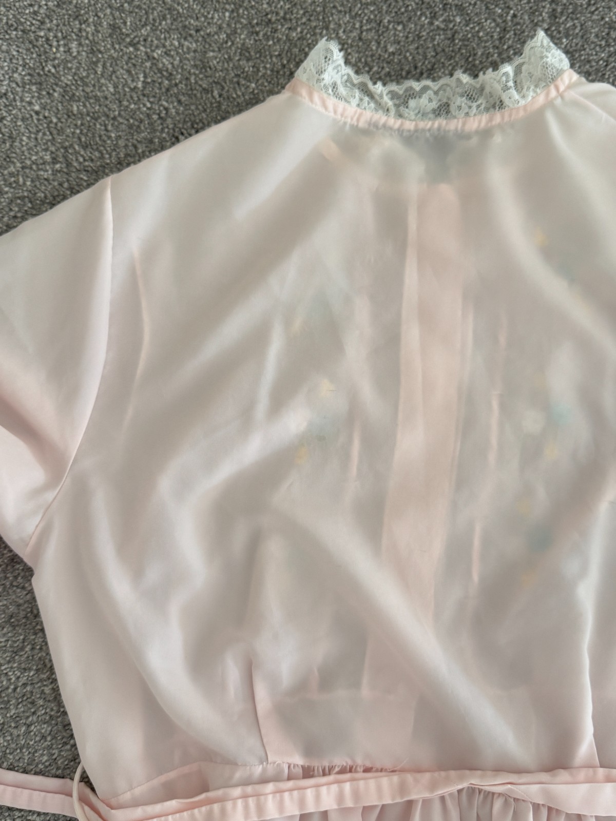 Vintage 70s 80s Corhan Noumair Pink Peignoir Set Embroidered Lace ILGWU USA S
