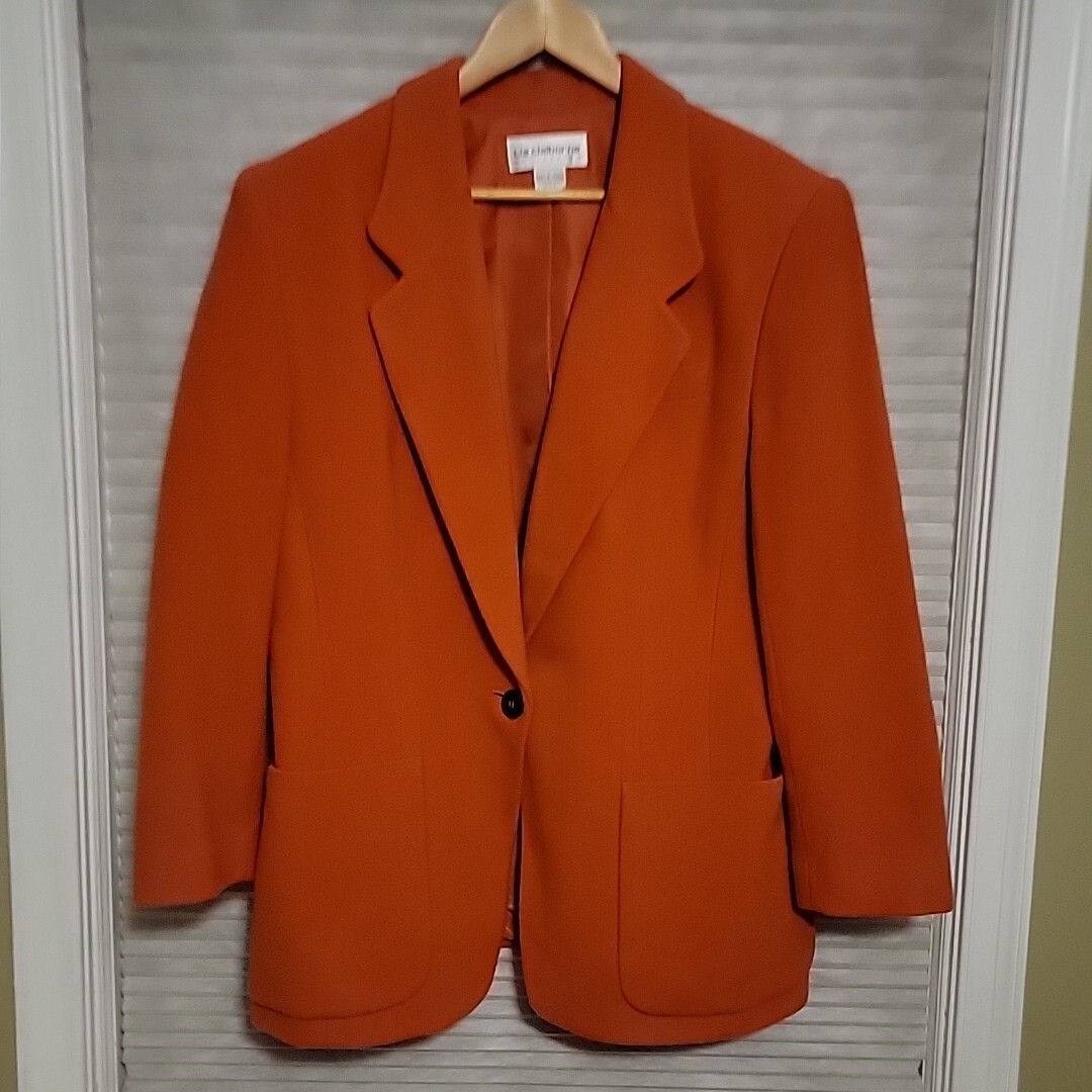 VTG Liz Claiborne Collection Blazer Jacket Women 16 Orange Oversized Lagenlook
