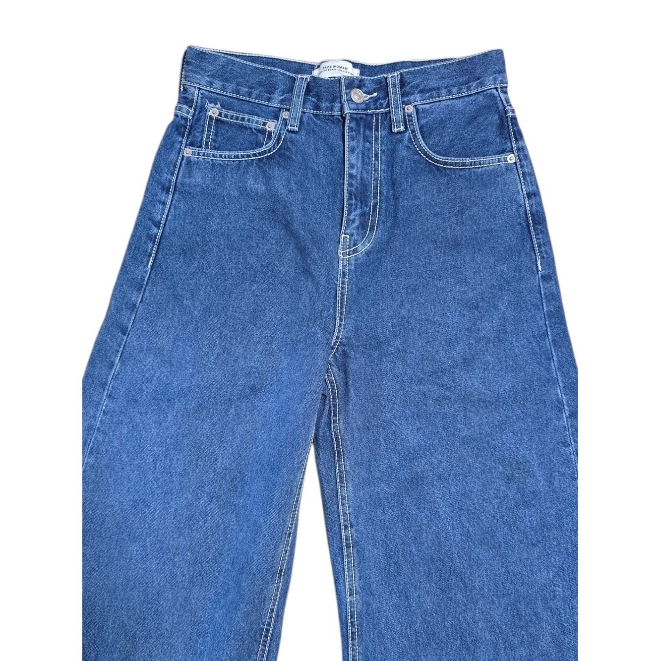 Zara Jeans Women Size 6 Dark Blue Wash Premium The Vintage High-Rise Flare Jeans
