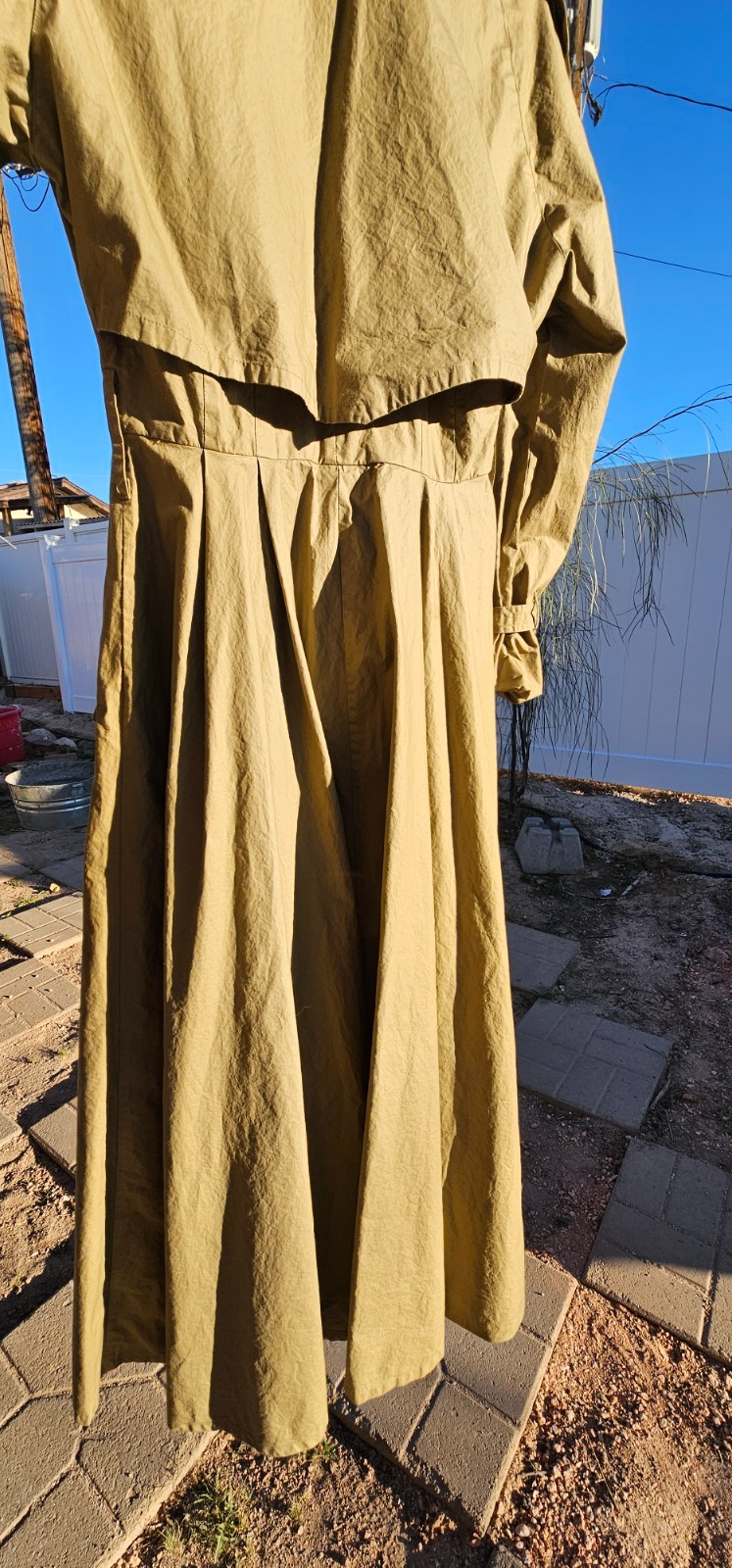 VINTAGE Rare Omo Norma Kamali Khaki Trench Coat/ Dress Size 4 Pre-owned