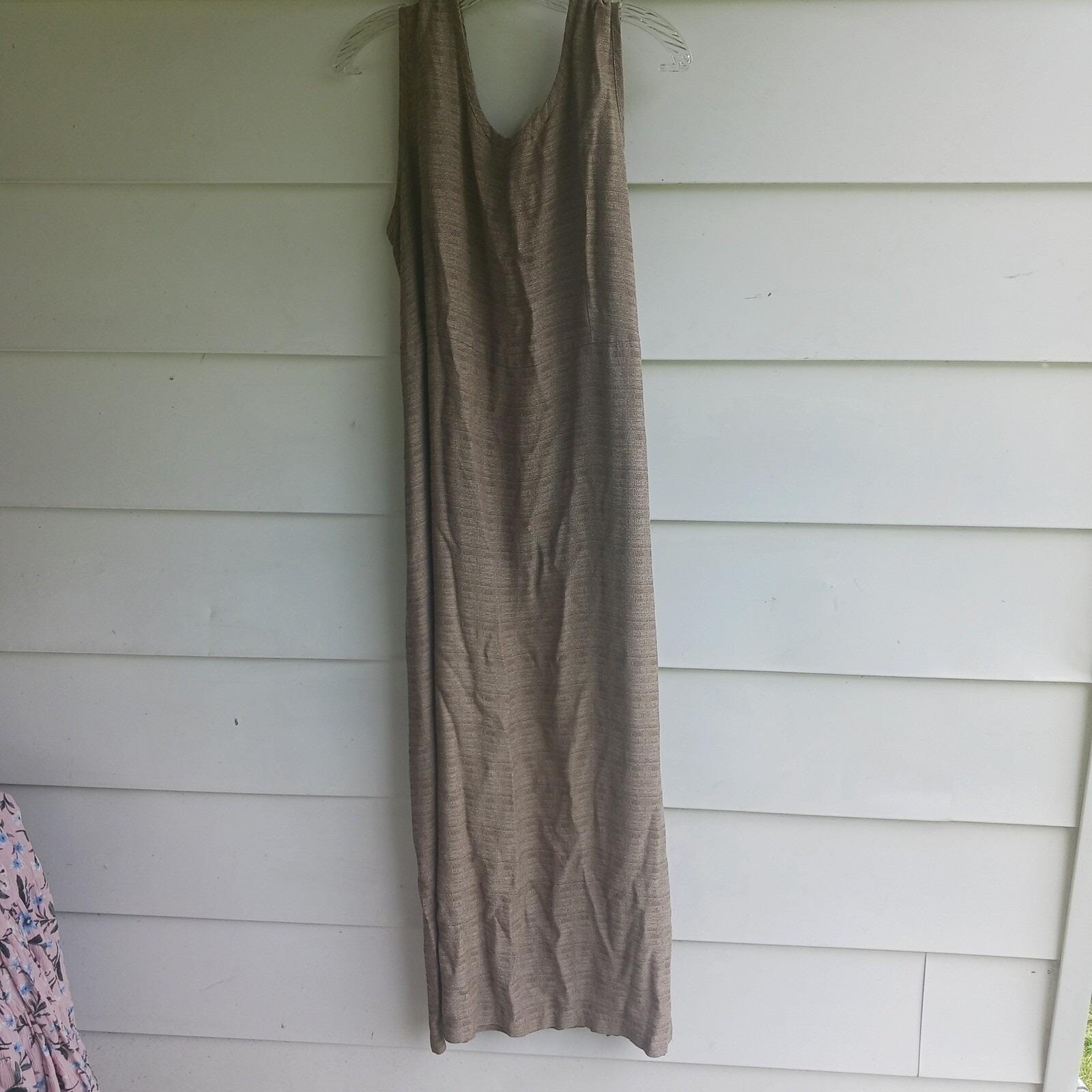 Two Twenty Vintage 2 Pc Set 1752 Womens XLG Brown Maxi Dress Button Down Shirt