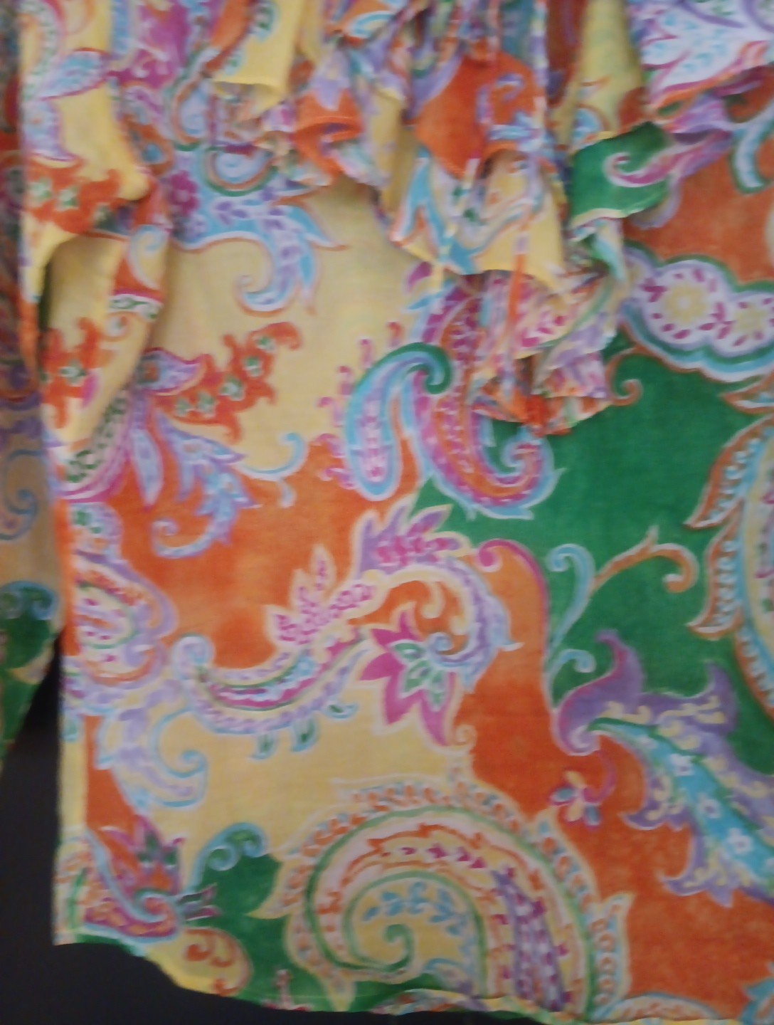 Vintage Lauren Ralph Lauren Ruffle Abstract Poet Blouse Petite Small Art to Wear