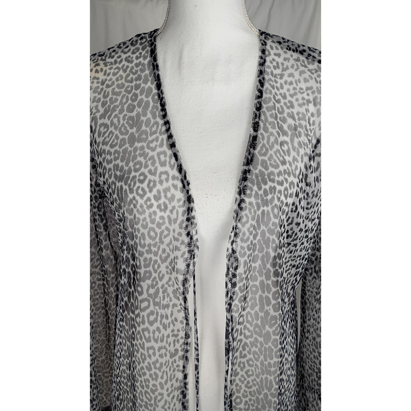 Breakin’ Loose Vintage Womens Leopard Print Sheer Mesh Duster Cardigan Sz 13/14