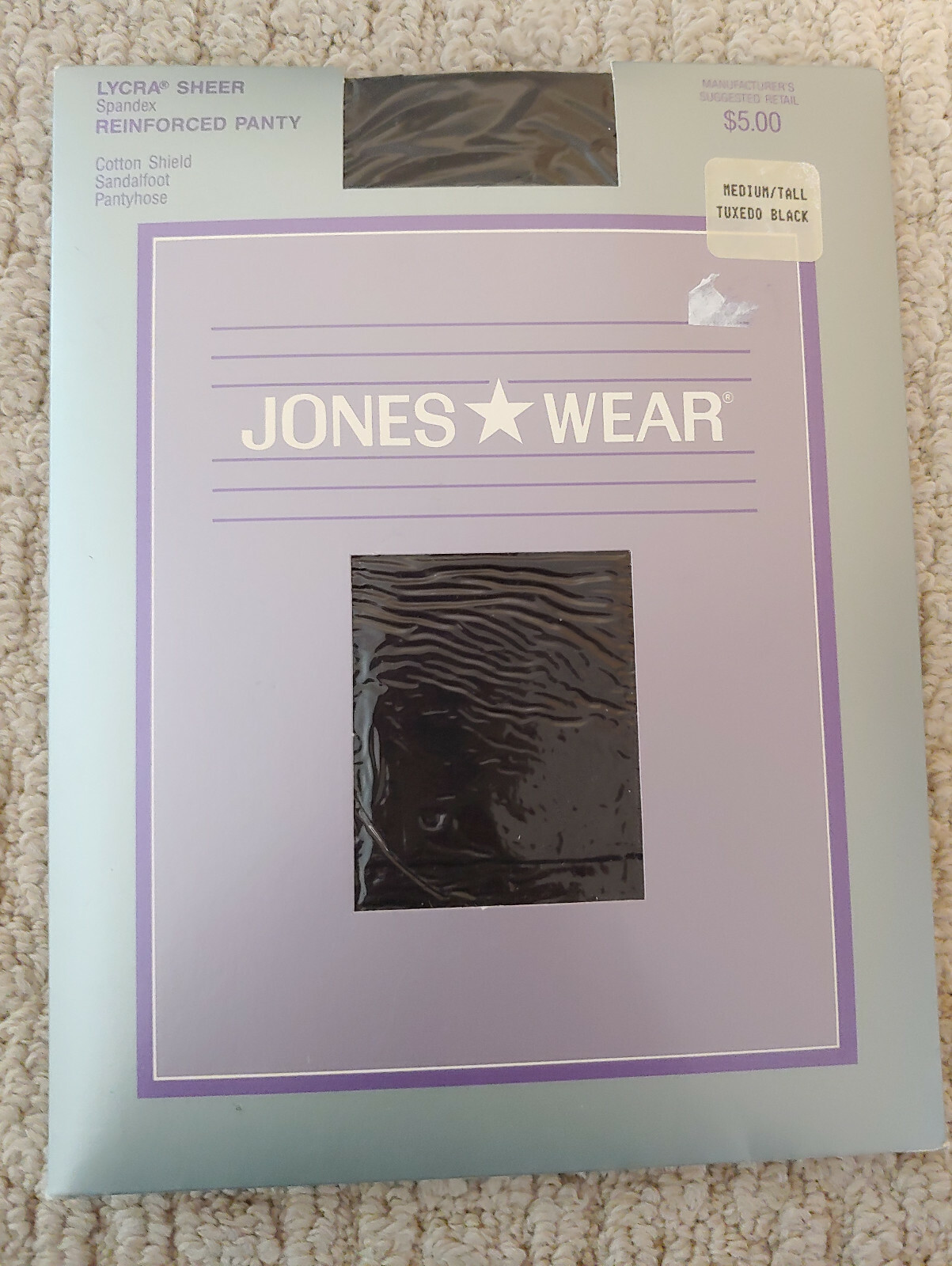 Lot of 3 Jones Wear Lycra Sheer Panty Hose Med Tall Tuxedo Black NWT Sandalfoot