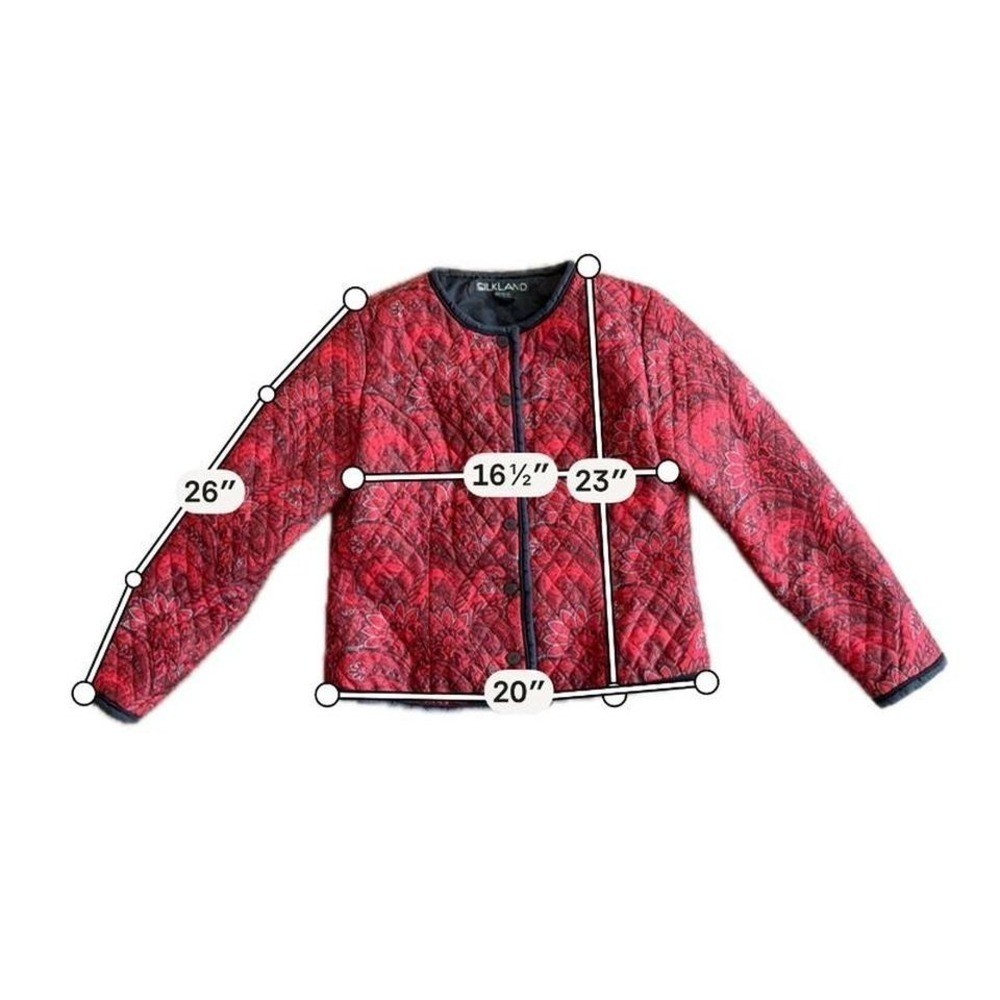 Vintage Silkland 100% Silk Red & Black Paisley Quilted Jacket Size L
