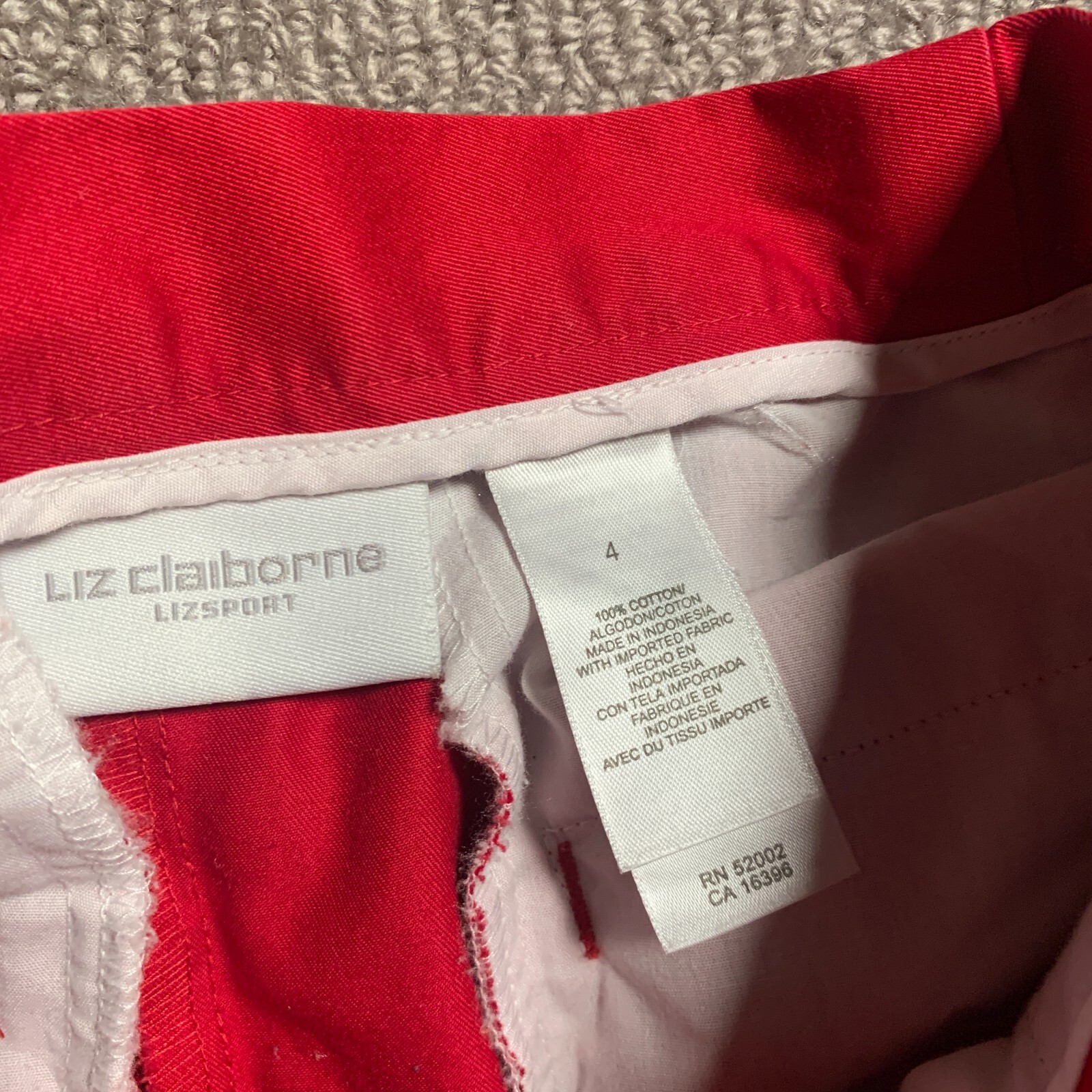 Vintage Liz Claiborne Lizsport Pants Women 4 Red Capri Pockets