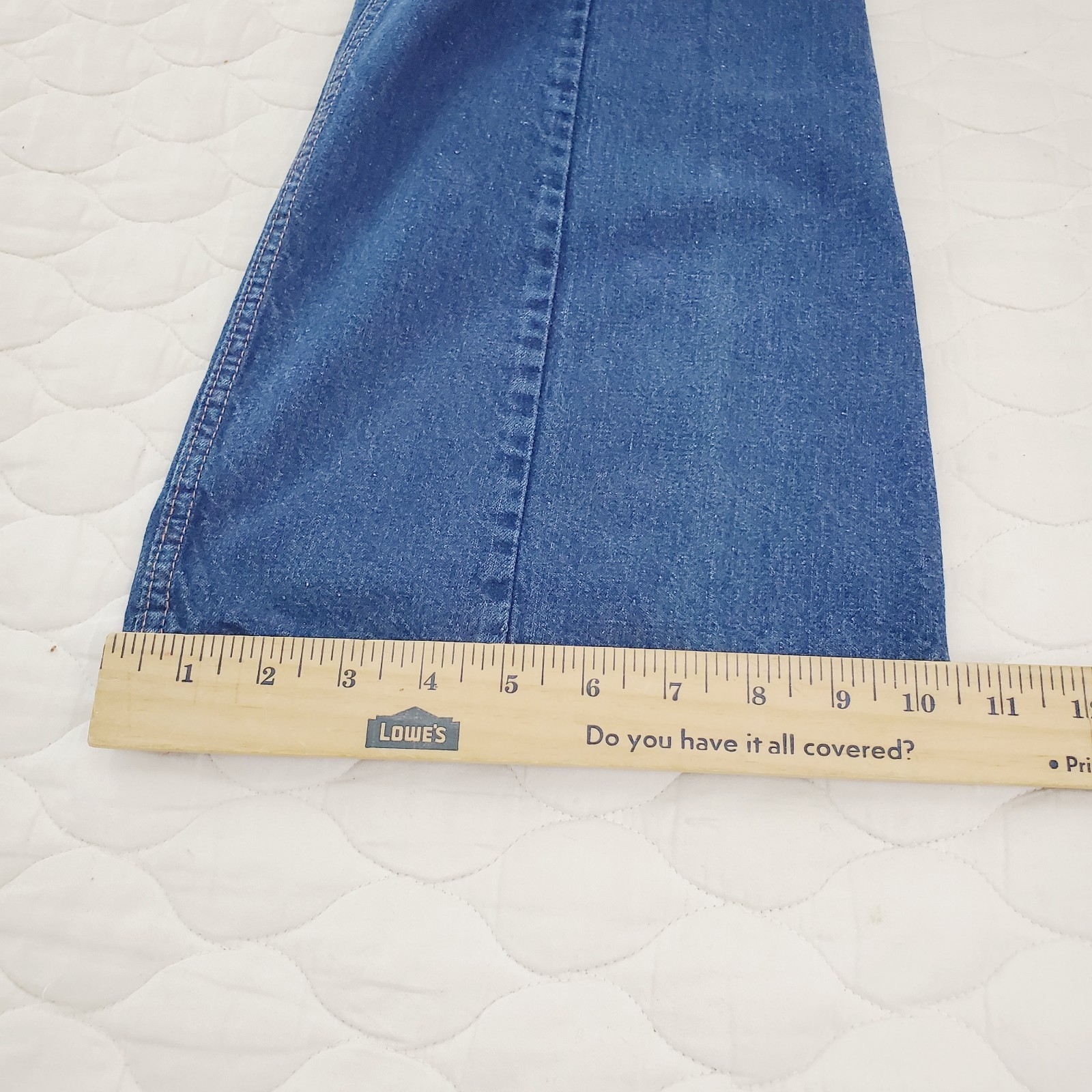 Vintage Male Slacks Jean 28×31 10” Bell Bottom Flare Leg Blue Women’s Pant 60s