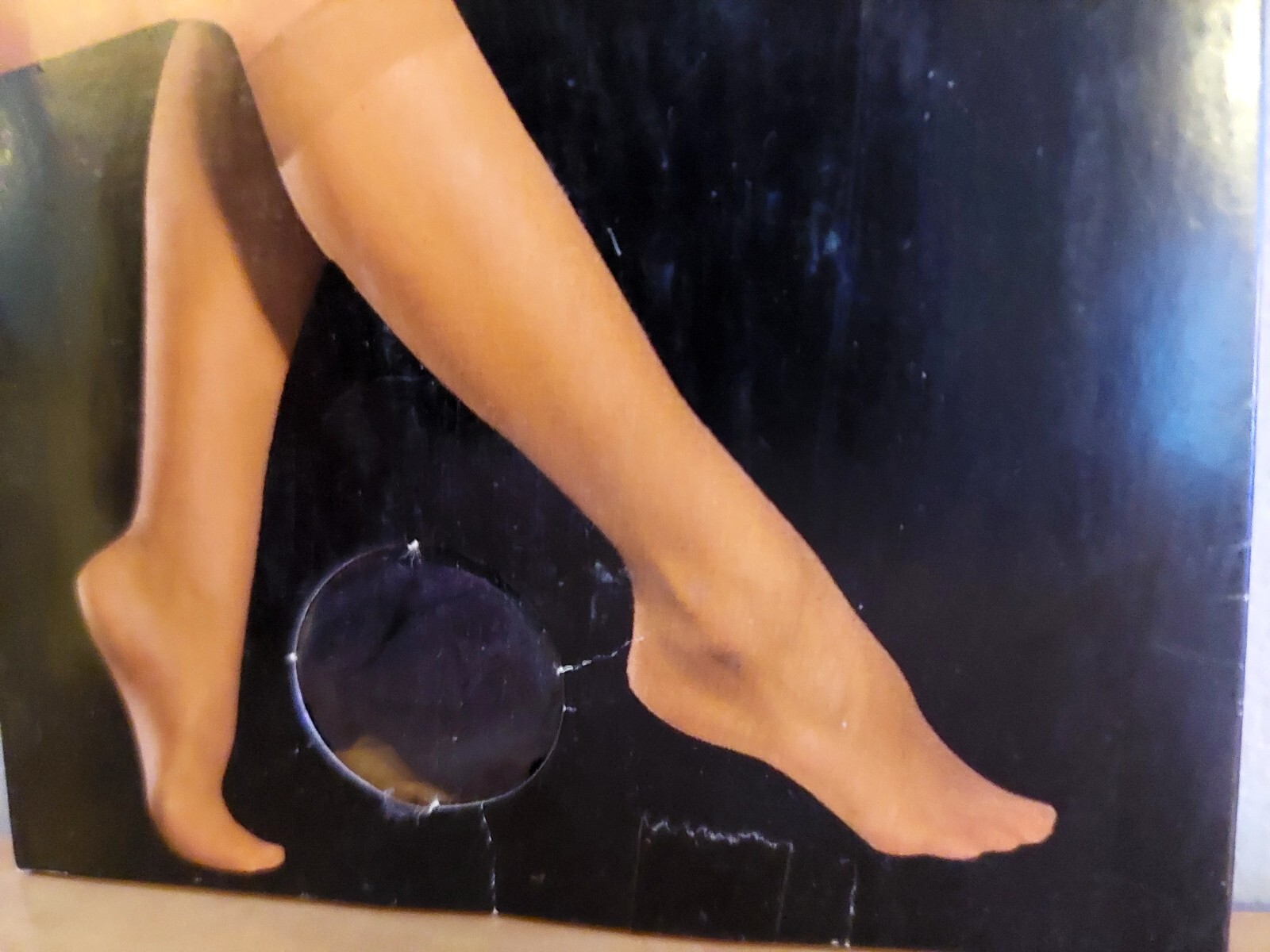 Vintage Pantyhose Ravinia Knee High Comfort Top Color Jet Black Queen Size BSDR1