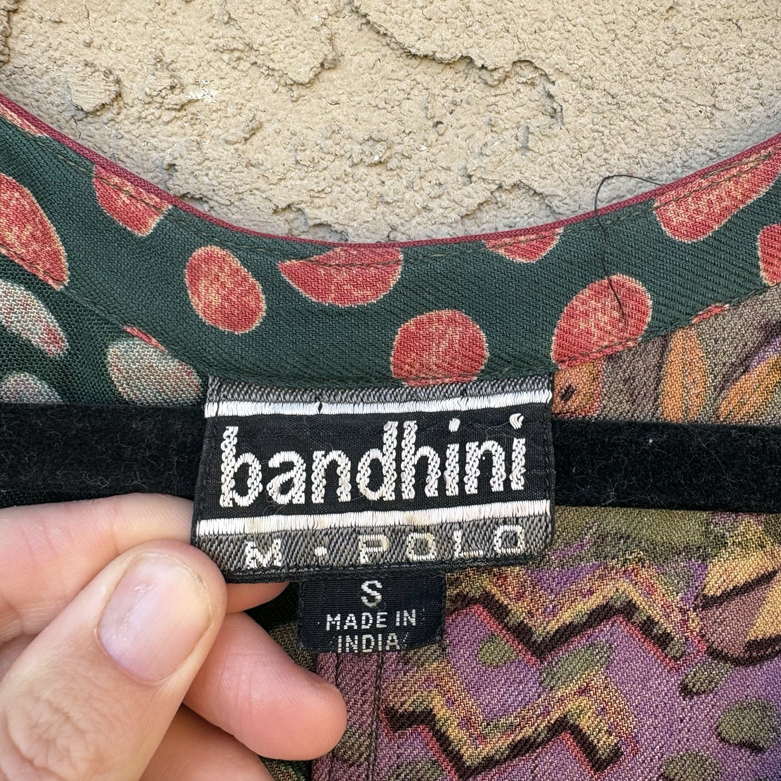 Bandhini M Polo Vintage Wildcat Patterned 90s Shoulder Pads Size Small Indian