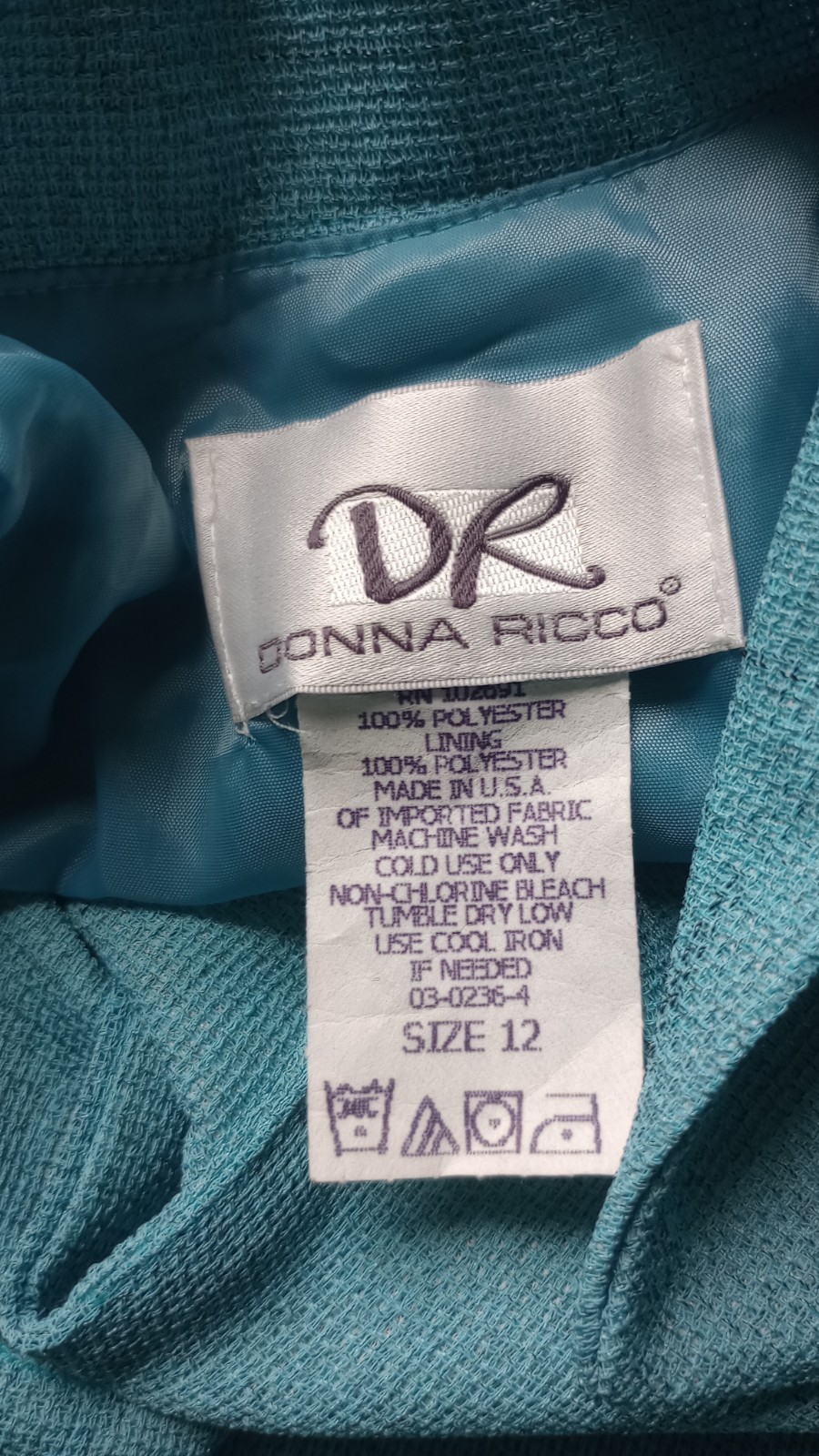 Donna Ricco Women’s 12 Blue Tweed Button Front Midi Dress, NWOT, Vtg