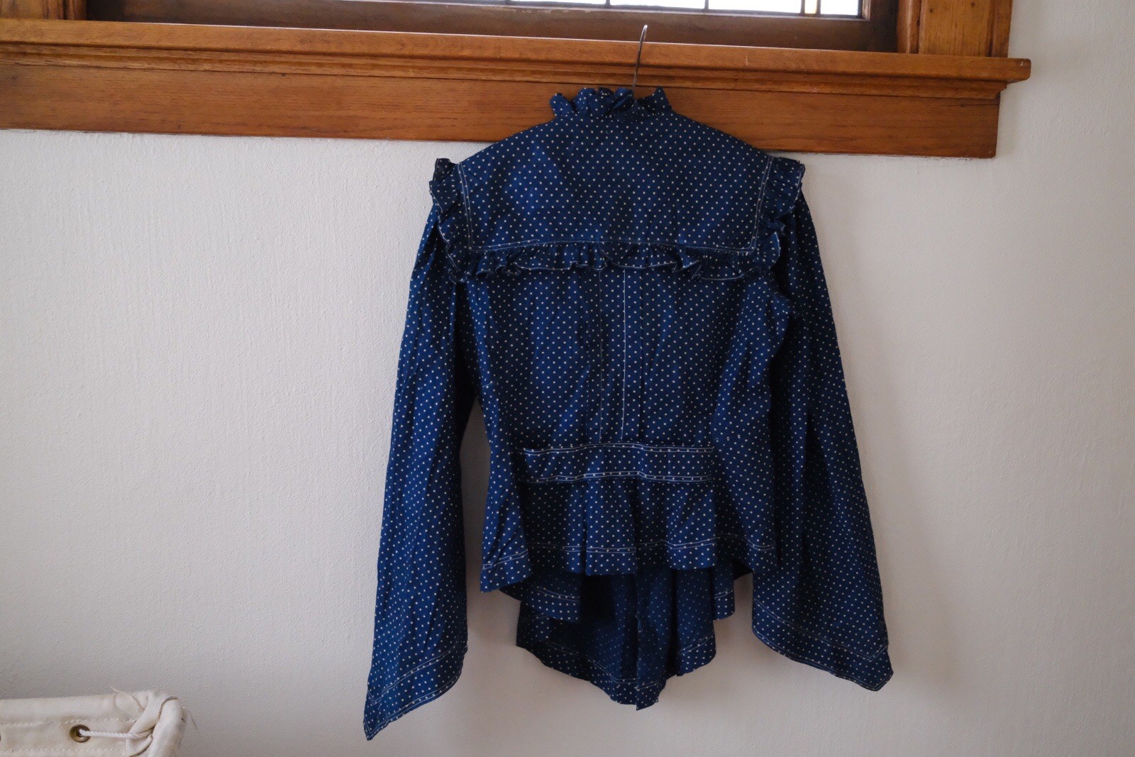 Extremely Rare Blue Indigo Calico Antique Blouse, Possible Maternity Cut