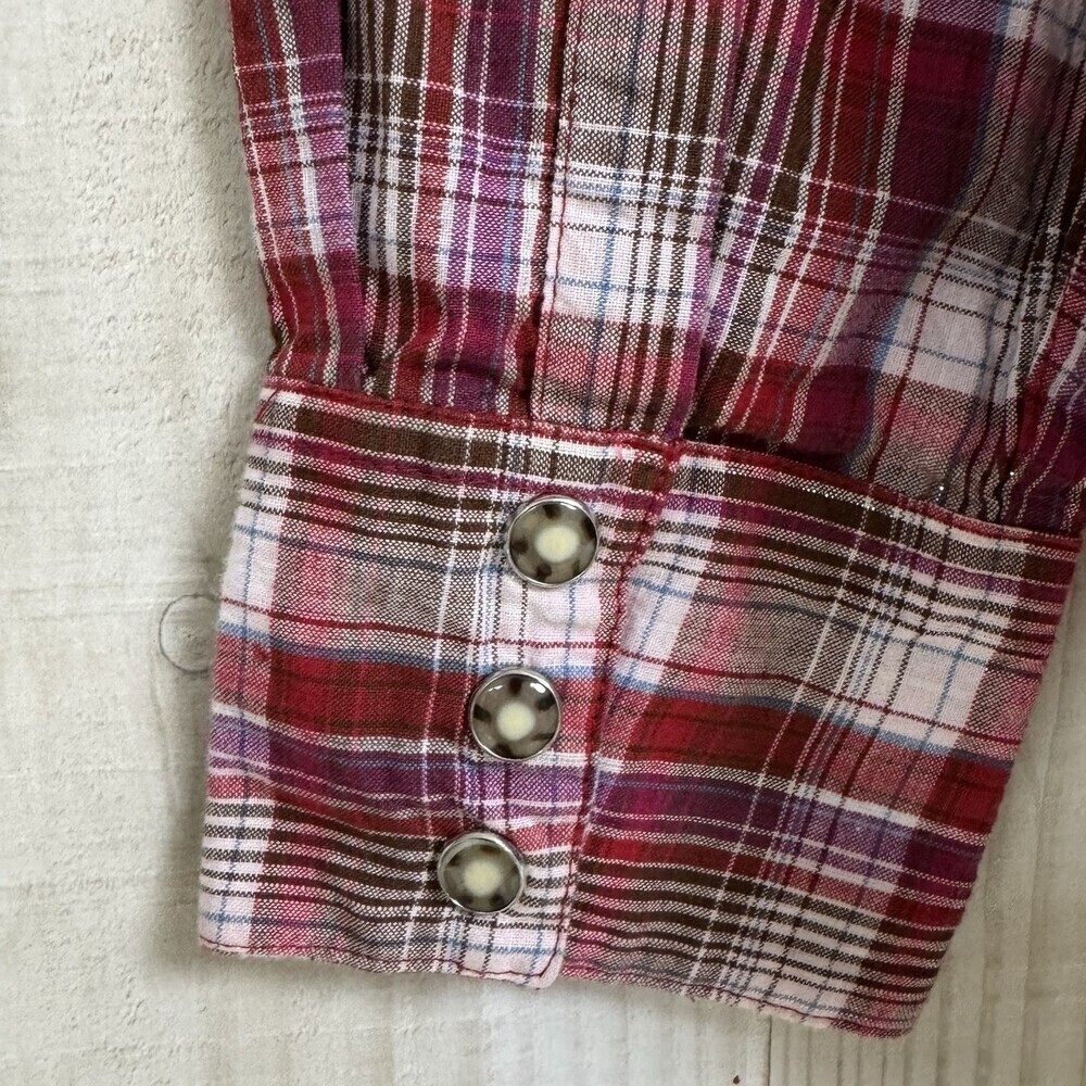 Walls VTG Ranch Wear Western Shirt Womens Cowgirl Pearl Snap Up Red Rodeo M
