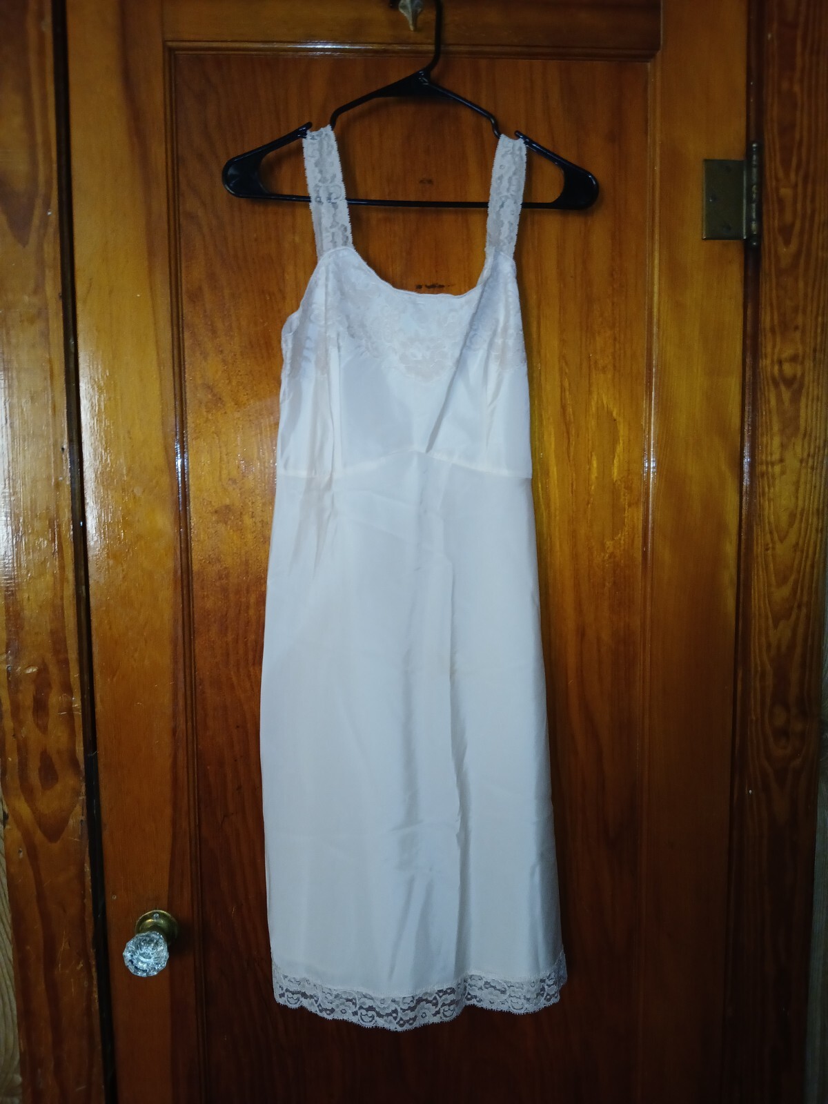 RARE Vintage Back Magic Lace/Nylon/Polyester Zippered Slip; RN 14284