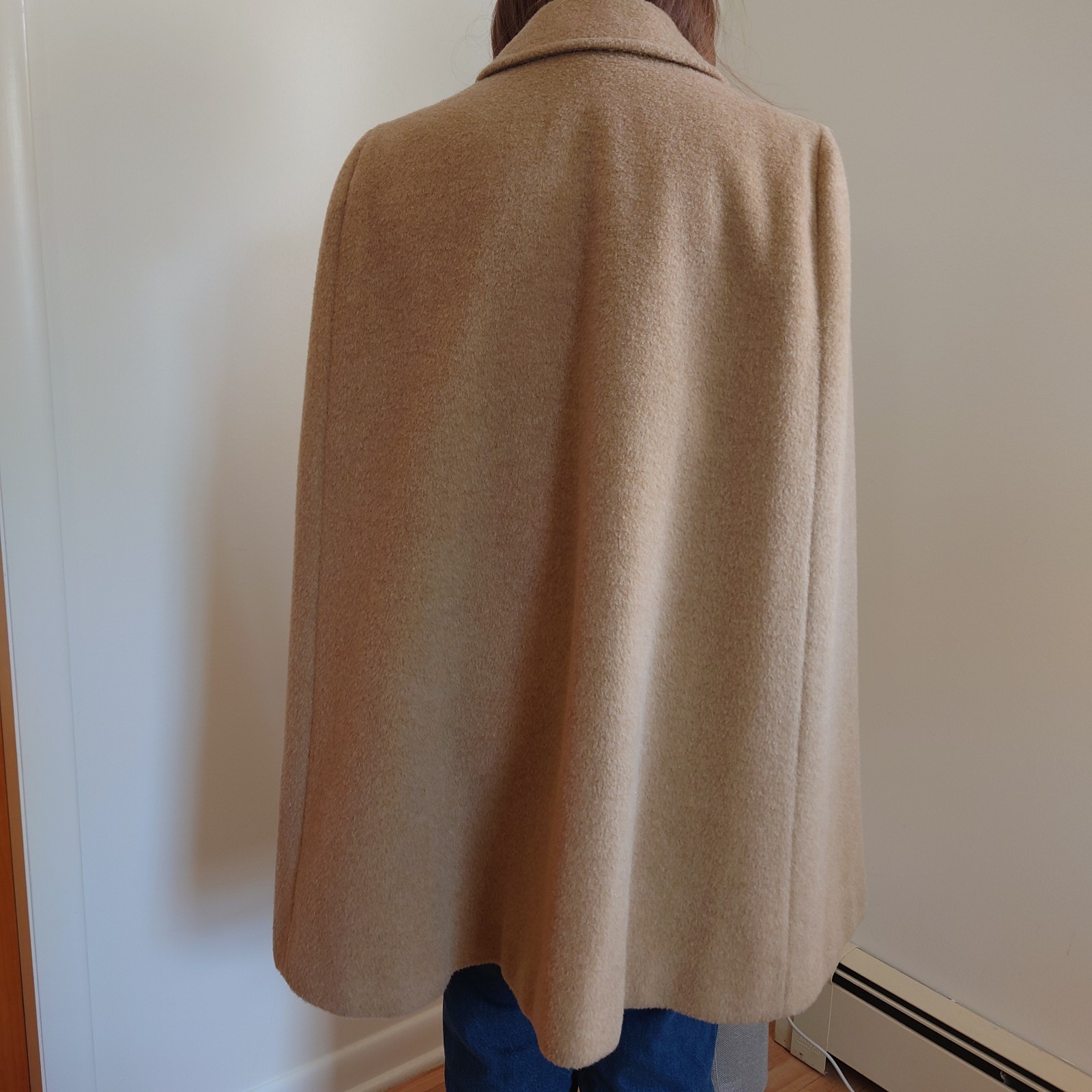 Vintage Pendleton Peacoat Cape 100% Virgin Wool Camel Cream 1960s Made In USA