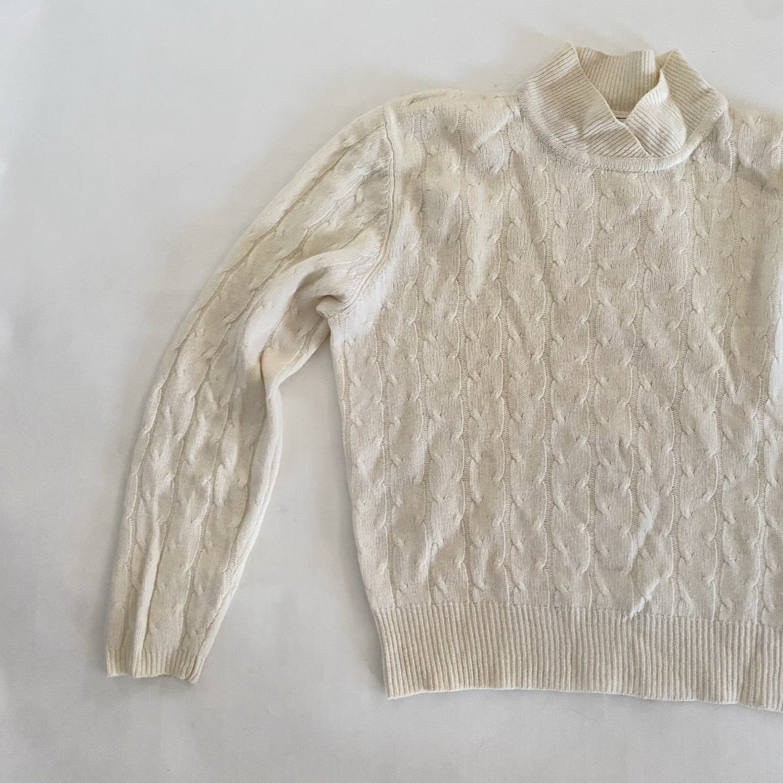 VTG Evan Picone Lambswool Angora L Sweater Mock Neck Cable Knit Soft Girl 60s 70