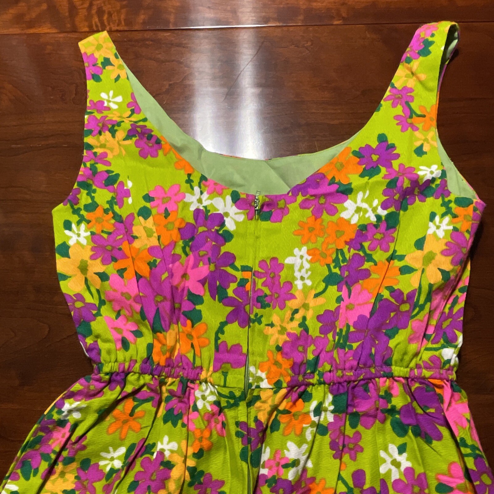 Vintage 60s 70s Sun Fashions of Hawaii Honolulu Floral Colorful Maxi Dress 10