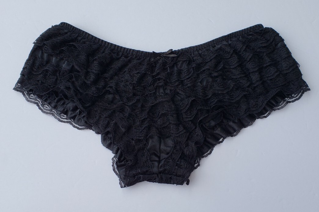 Vintage Hot Topic Black Ruffled Cheeky Panty Size XL Babydoll Glam Rock NEW gift