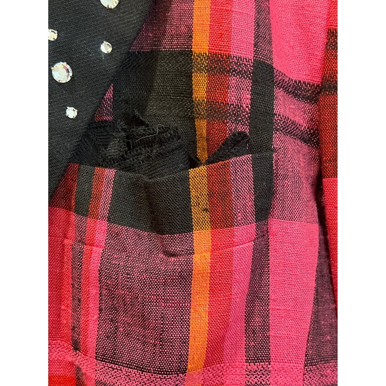 Criscione NY Cache Vintage 80’s Plaid Rhinestone Embellished Blazer Jacket