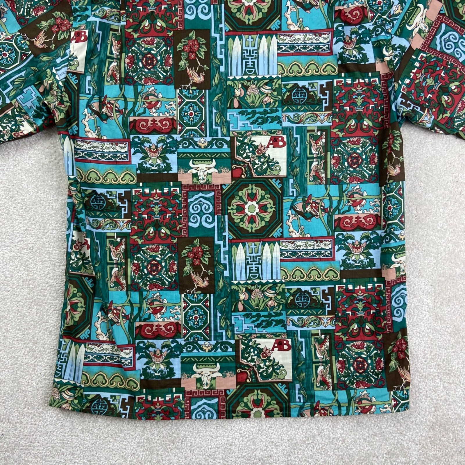 Vtg Reyn Spooner Shirt Womens S Patchwork A&B 125th Anniversary Cotton Loop