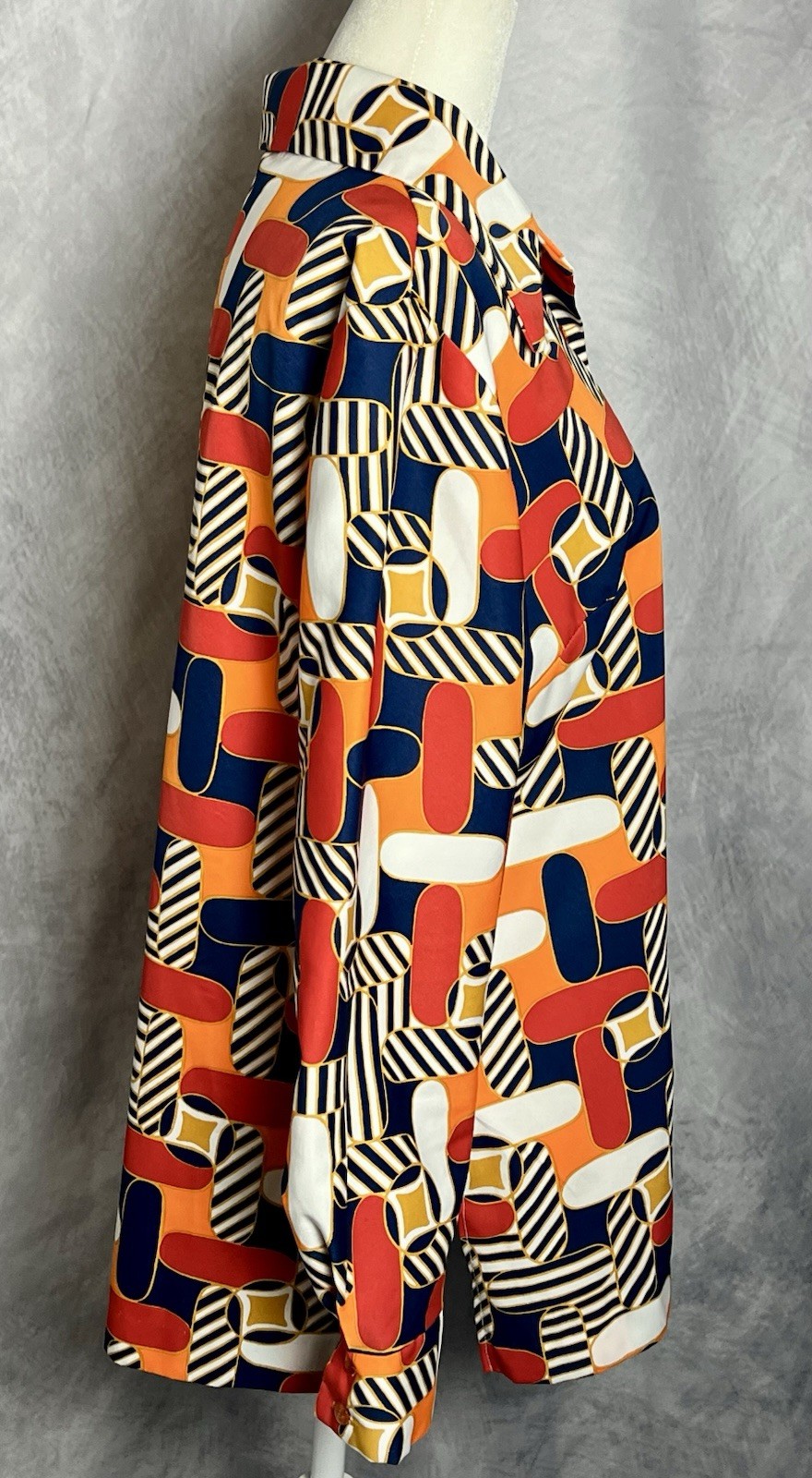 Vintage 1970s Alex Colman California Graphic Print Geometric Shirt Size M/L
