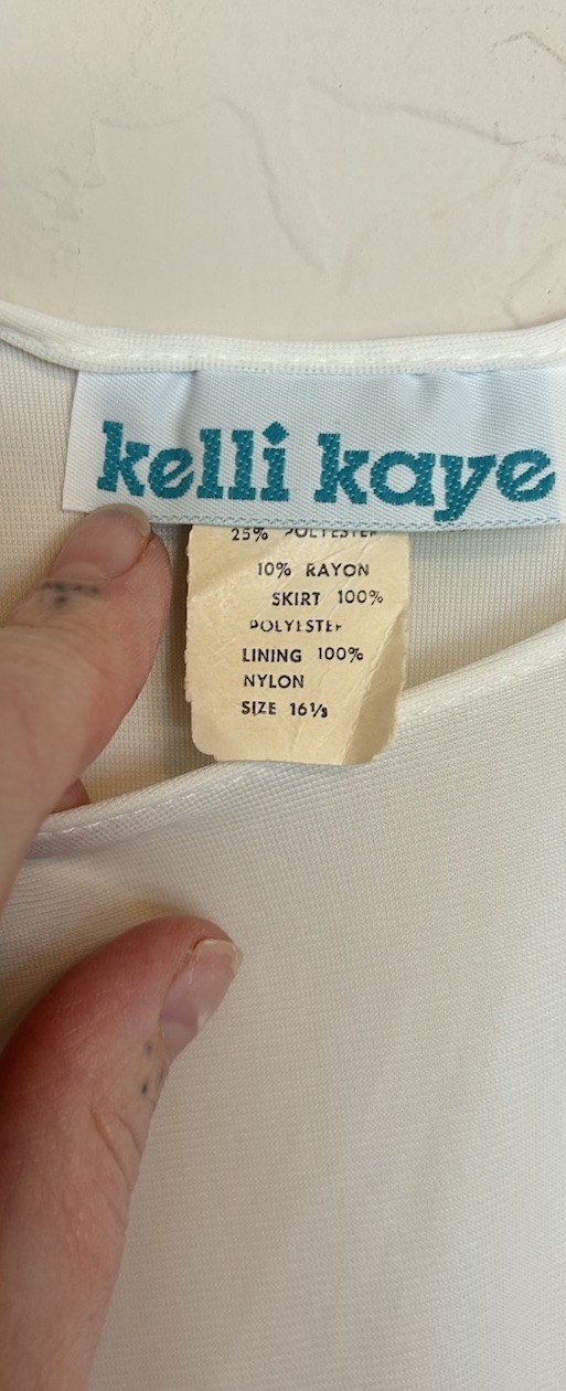 Vintage 1970s Kelli Kaye Petticoat Slip Dress 16 White Pleated Long Cottagecore