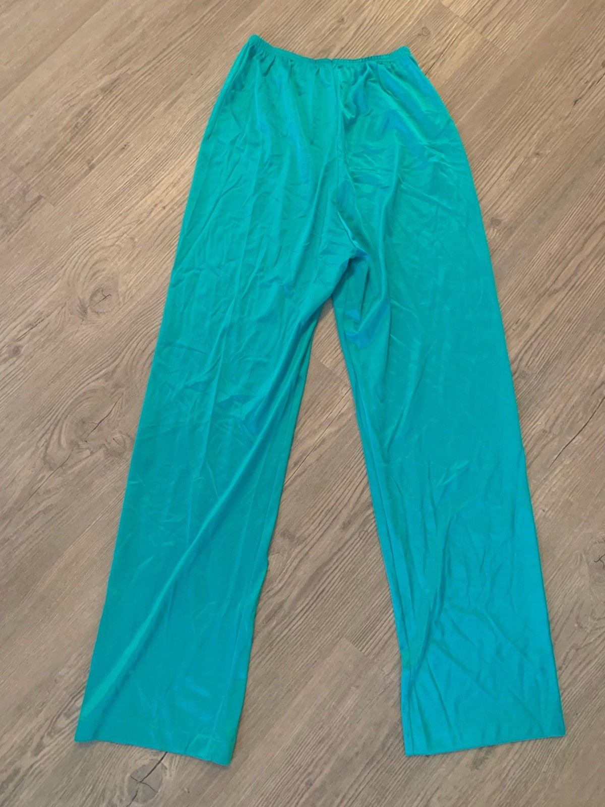 J. C. PENNEY Vintage Green Shiny Satin Slippery Sleepwear Pants Womens Petite