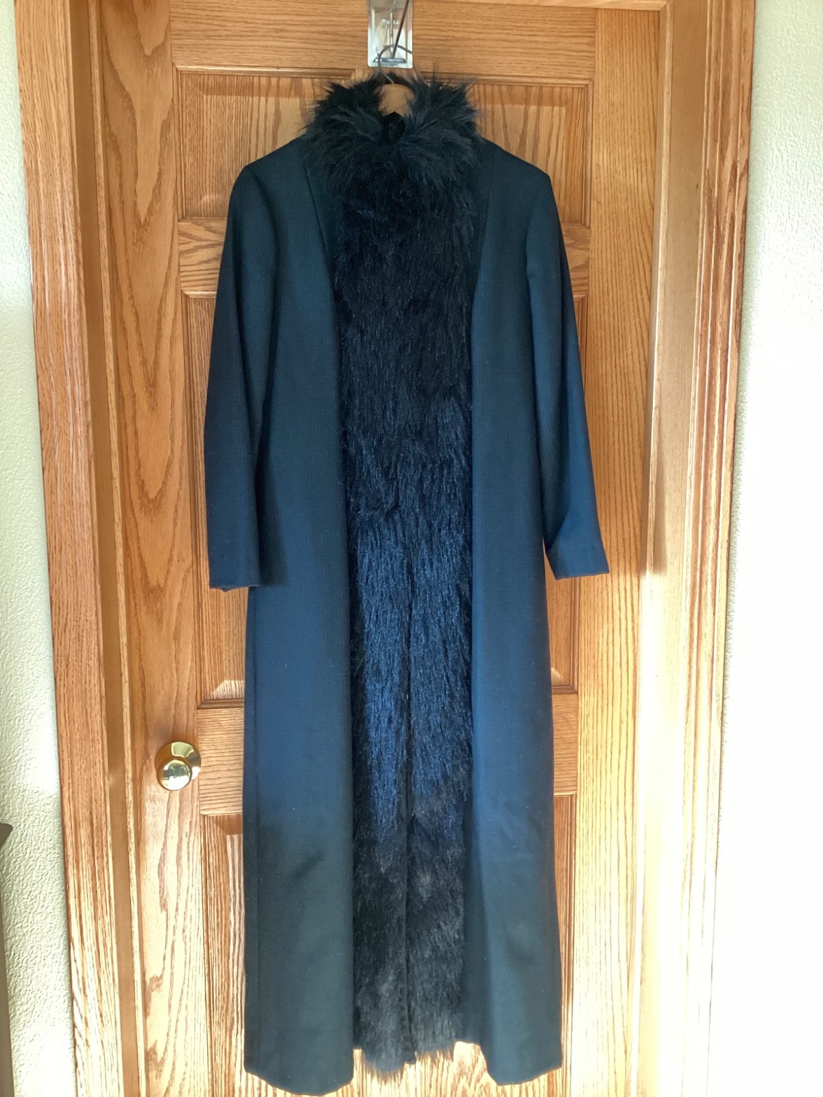 Vintage Faux Fur Trimmed Wool Long Coat Custom Made