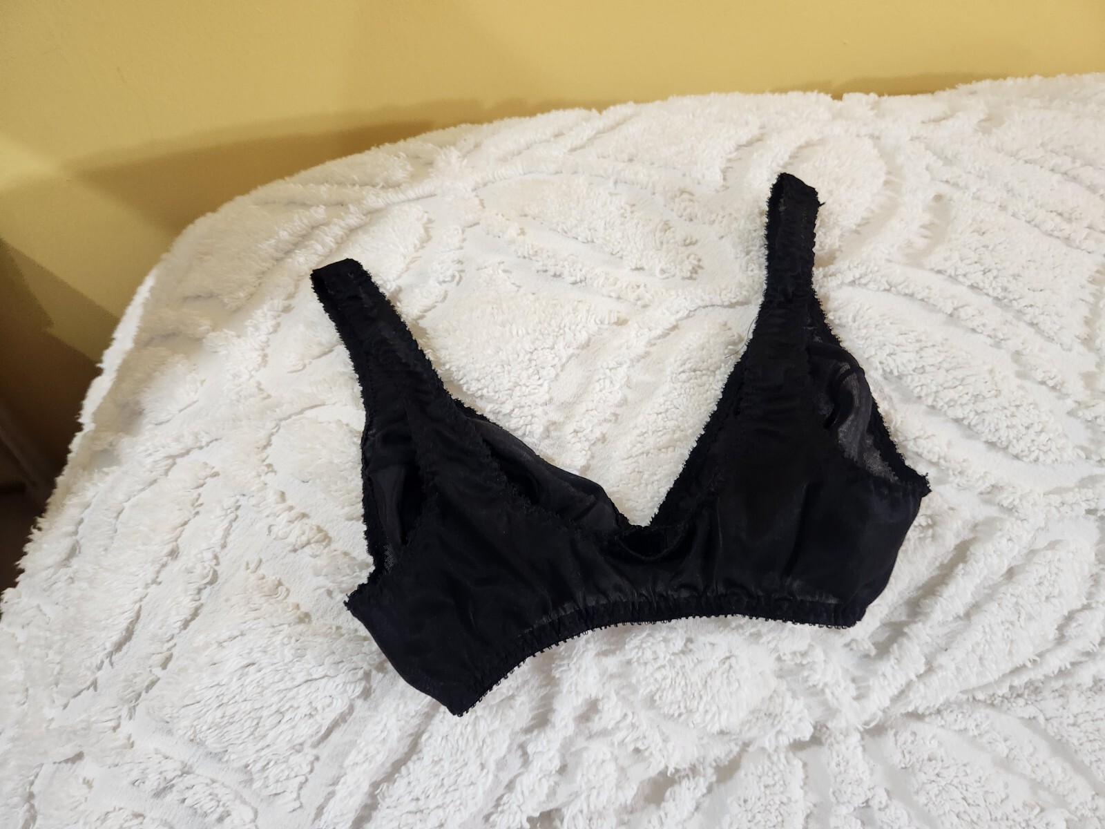 Vintage Adonna Bra 34 Black Nylon Adjustable Strap Front Closure Sheer – Tiny