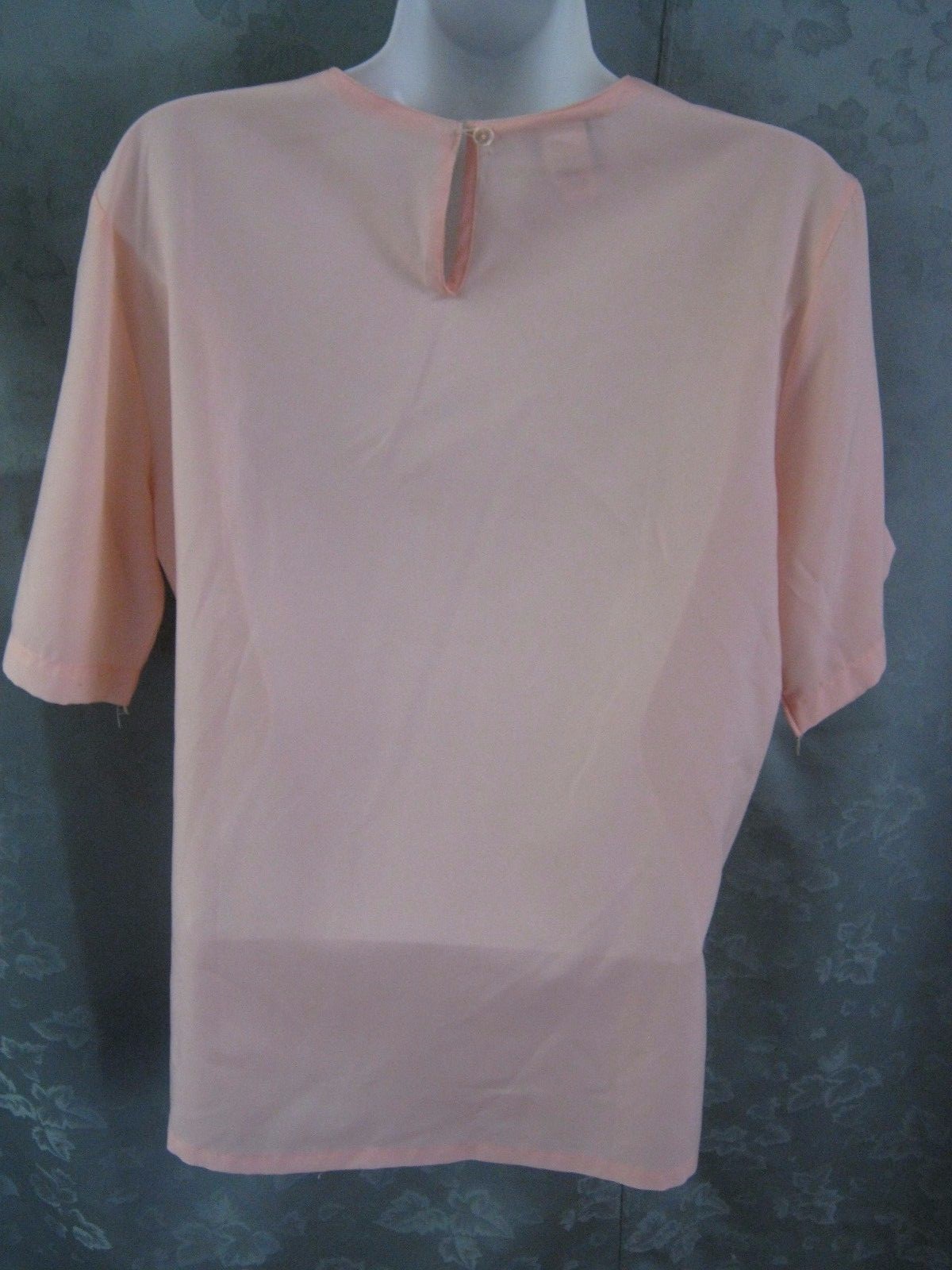 Vintage Alicia Blouse Size 12 Sheer Peach Collarless Career Shell Top