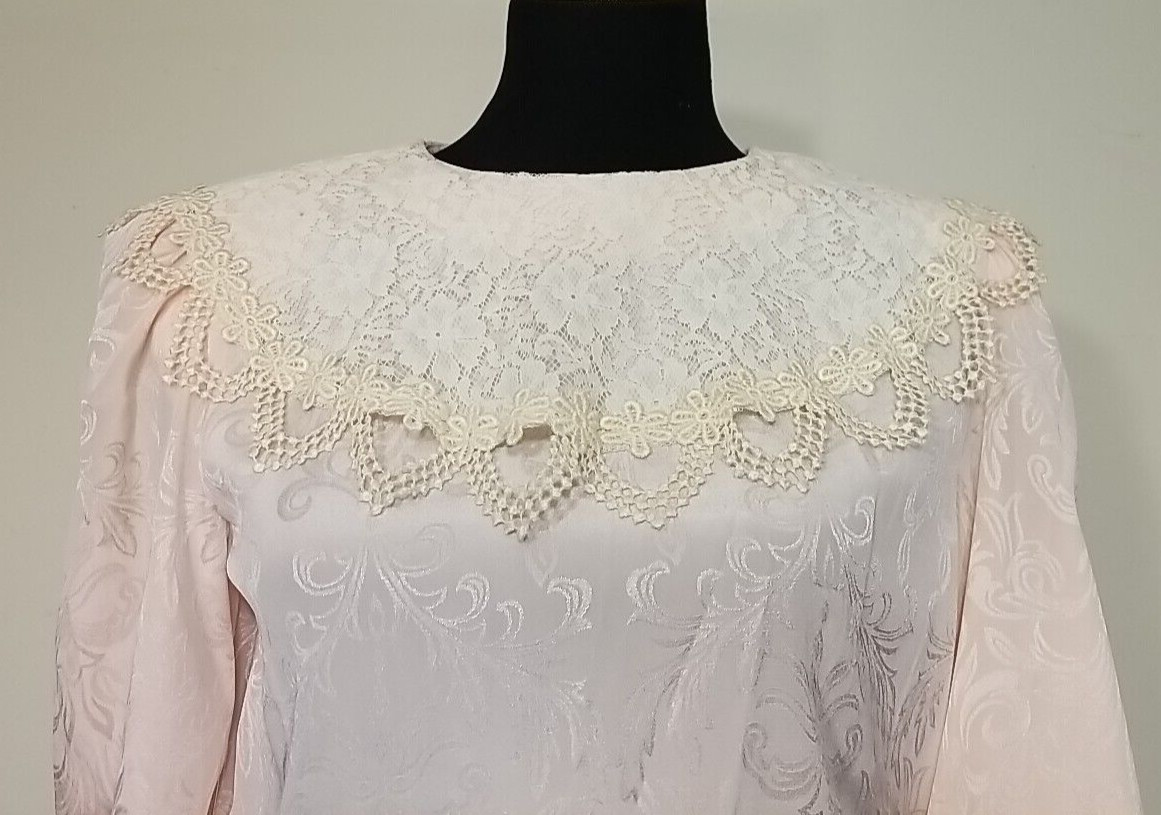 Vintage 1980s Billy Jack For Her Peach Dress Bib Collar Size 5-6 T37