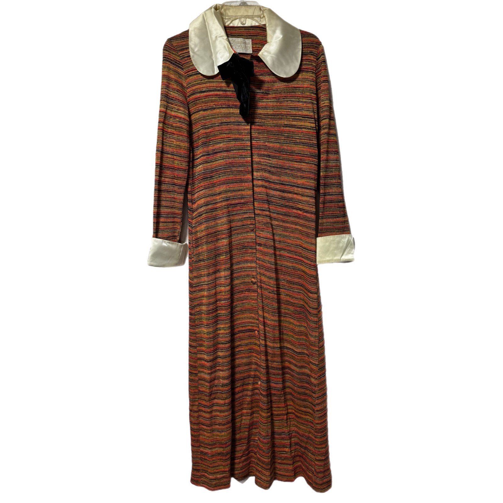 Vintage 1960’s Loungewear by Gossard Multicolor Orange Stripe Kimono Robe Dress