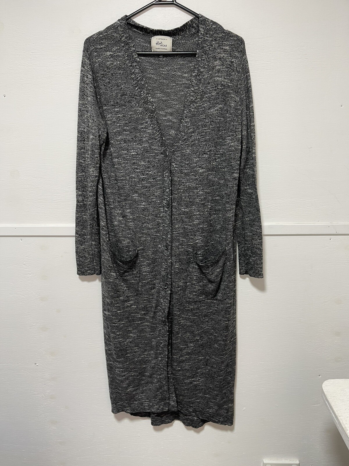Cotton On Women’s Button Down Grey Polyester Viscose Long Cardigan Size S Sleeve