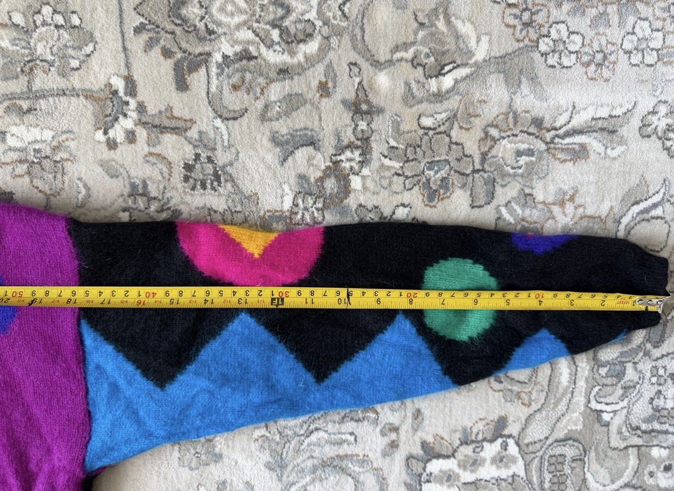 Rafaella 80s New Wave Sweater Angora Sweater, Bright Geometric Pattern sz Small