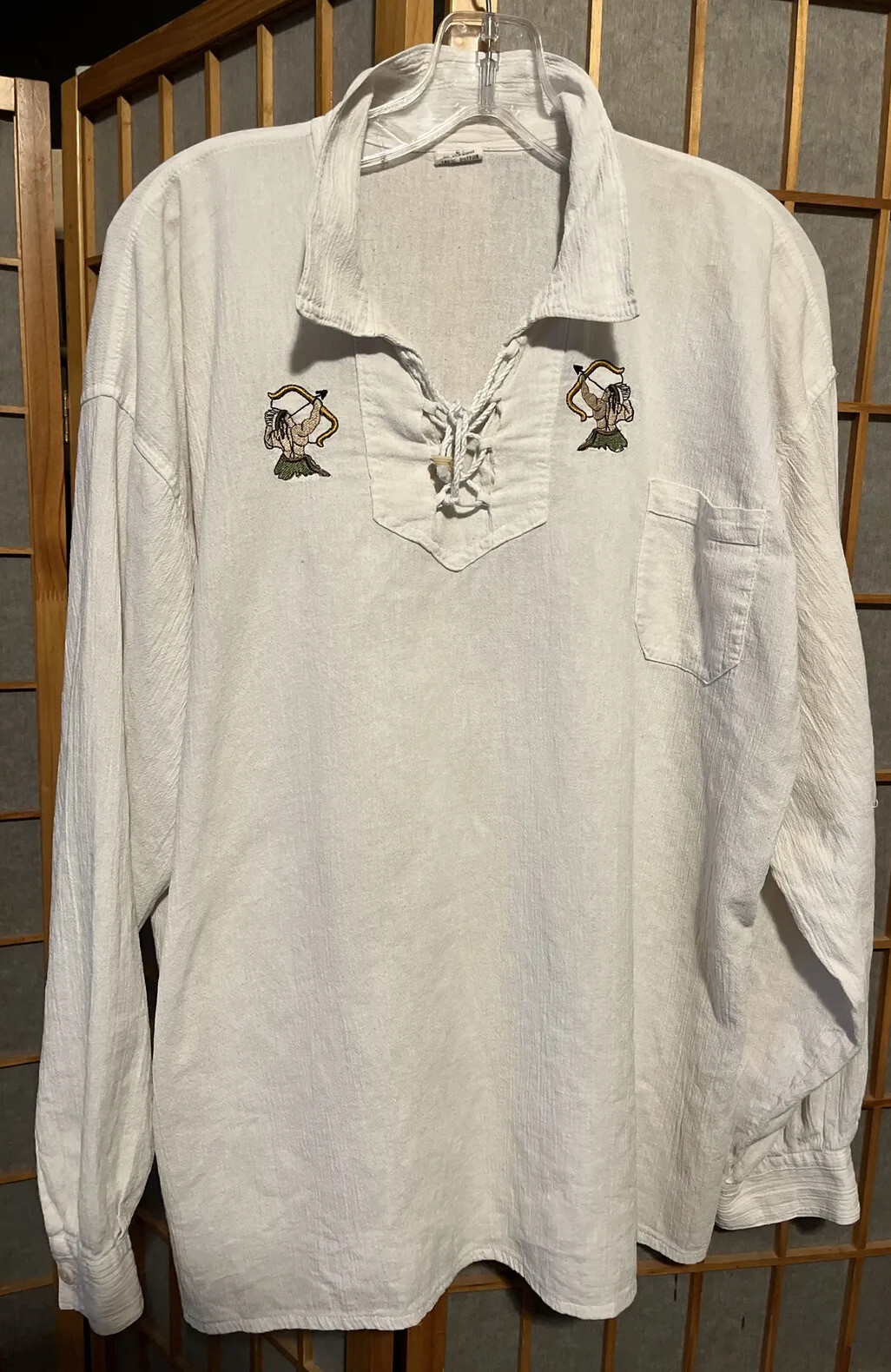 Vintage 1970’s Embroidered Hippie Ivory/Beige Blouse from El Salvador Size XL