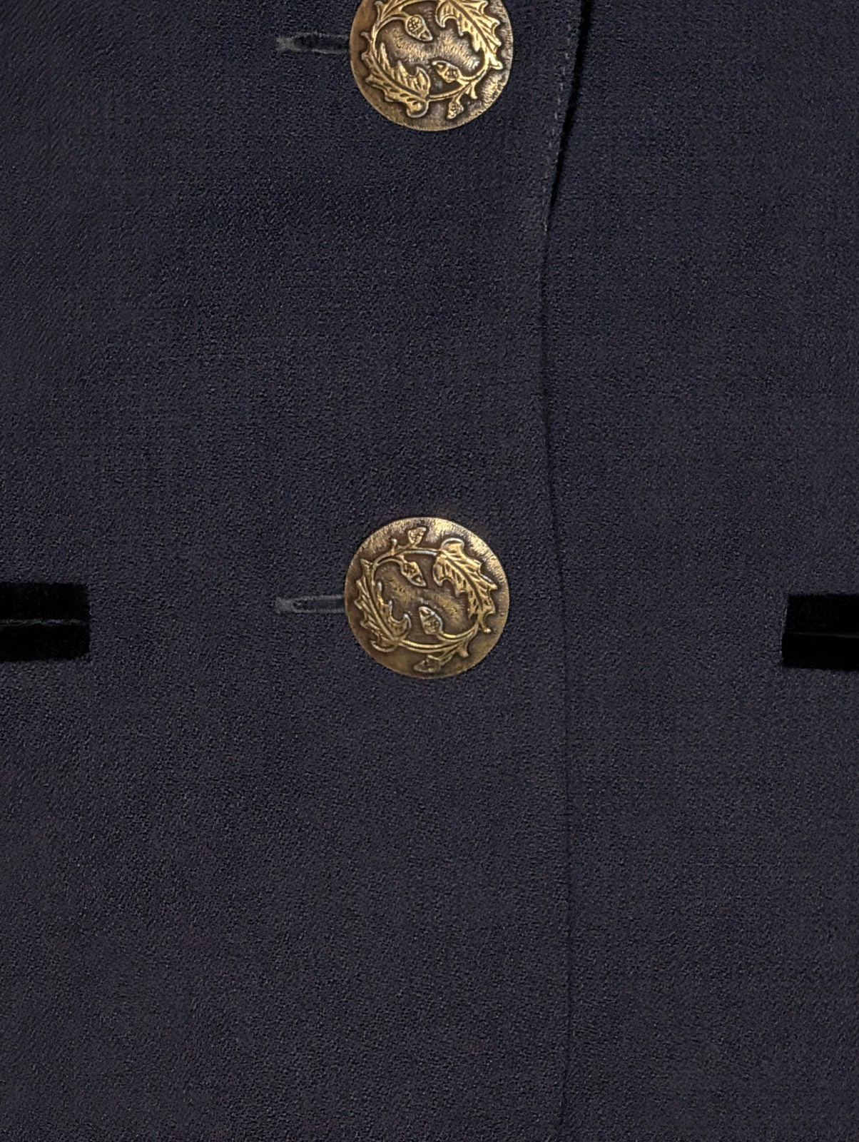 Vintage Women’s Navy Velvet Collar Pantsuit by Item. Size 10. Faille. Lined.
