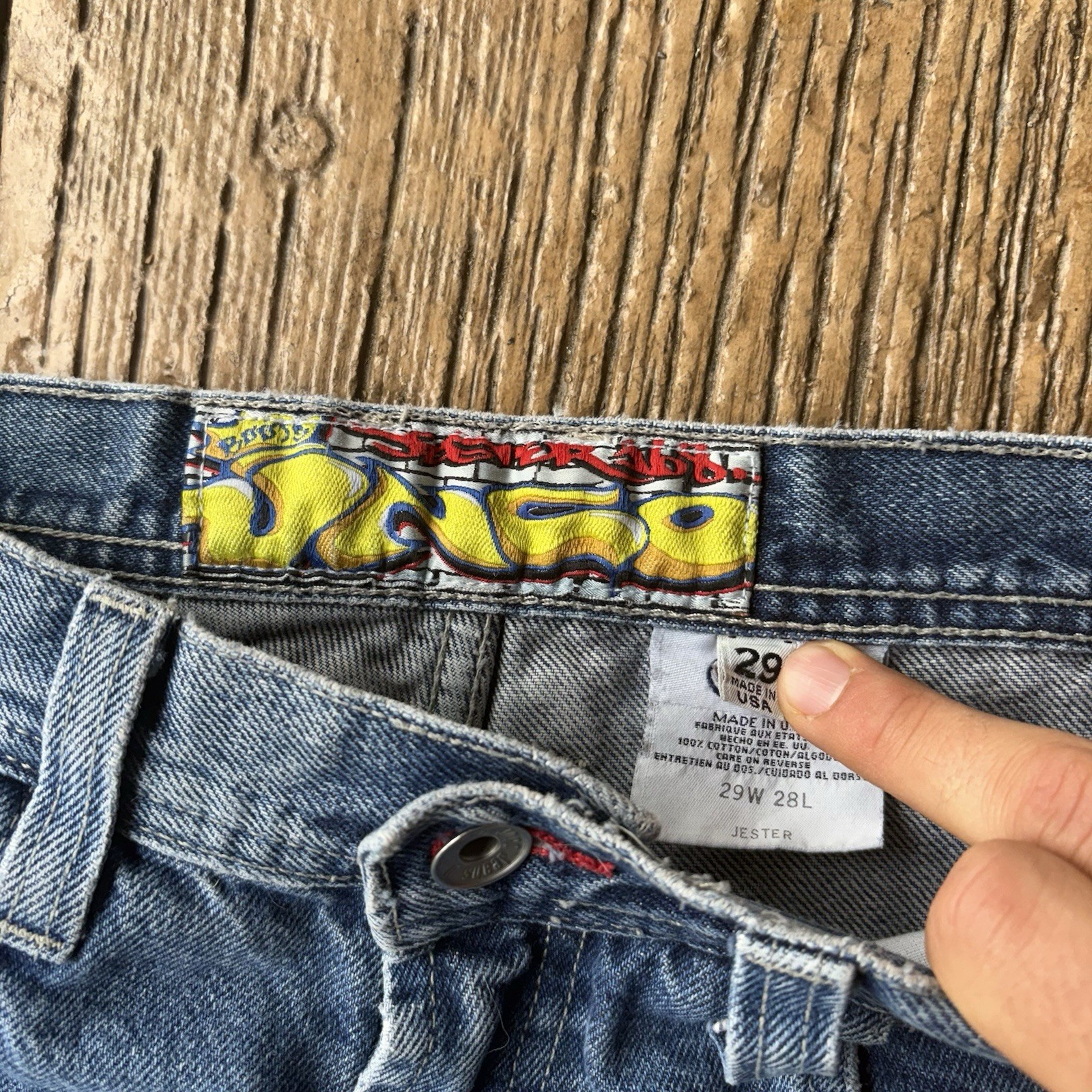 Vintage JNCO Jester Denim Jeans Skirt USA Y2K Wide Leg Pants Skater 28×27 Womens