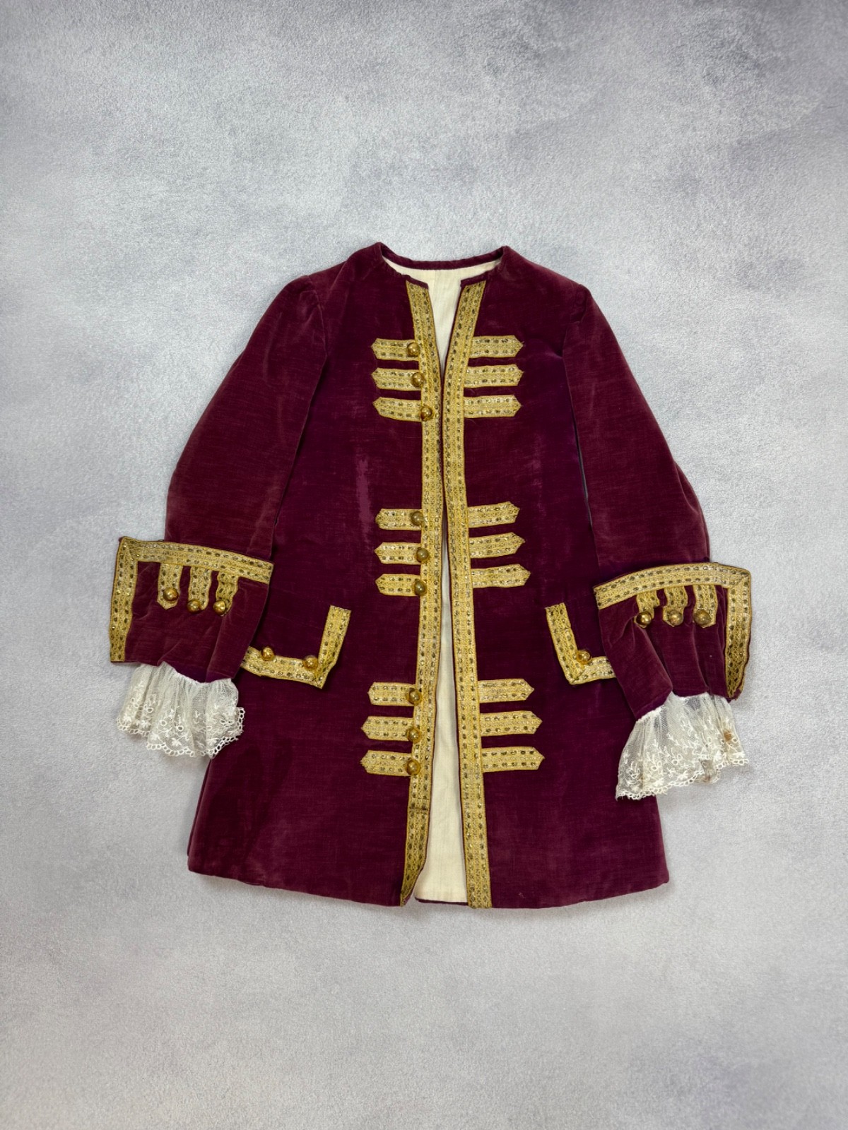Rococo True Vintage Antique 18th Century Womens Frock Coat Jacket Red Very Rare
