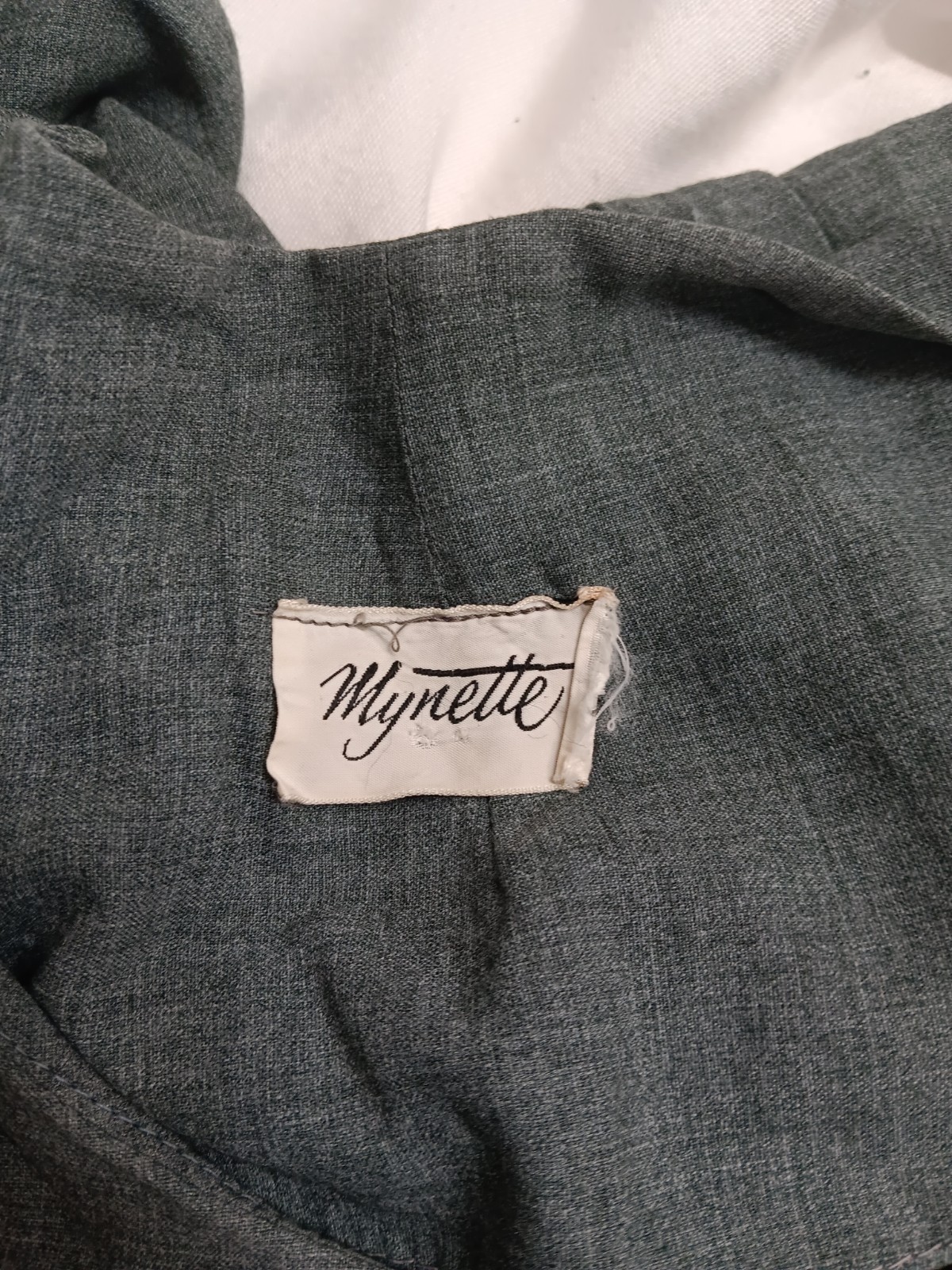 Vtg 1950s Mynette Shift Dress L Gray Secretary Pin-Up