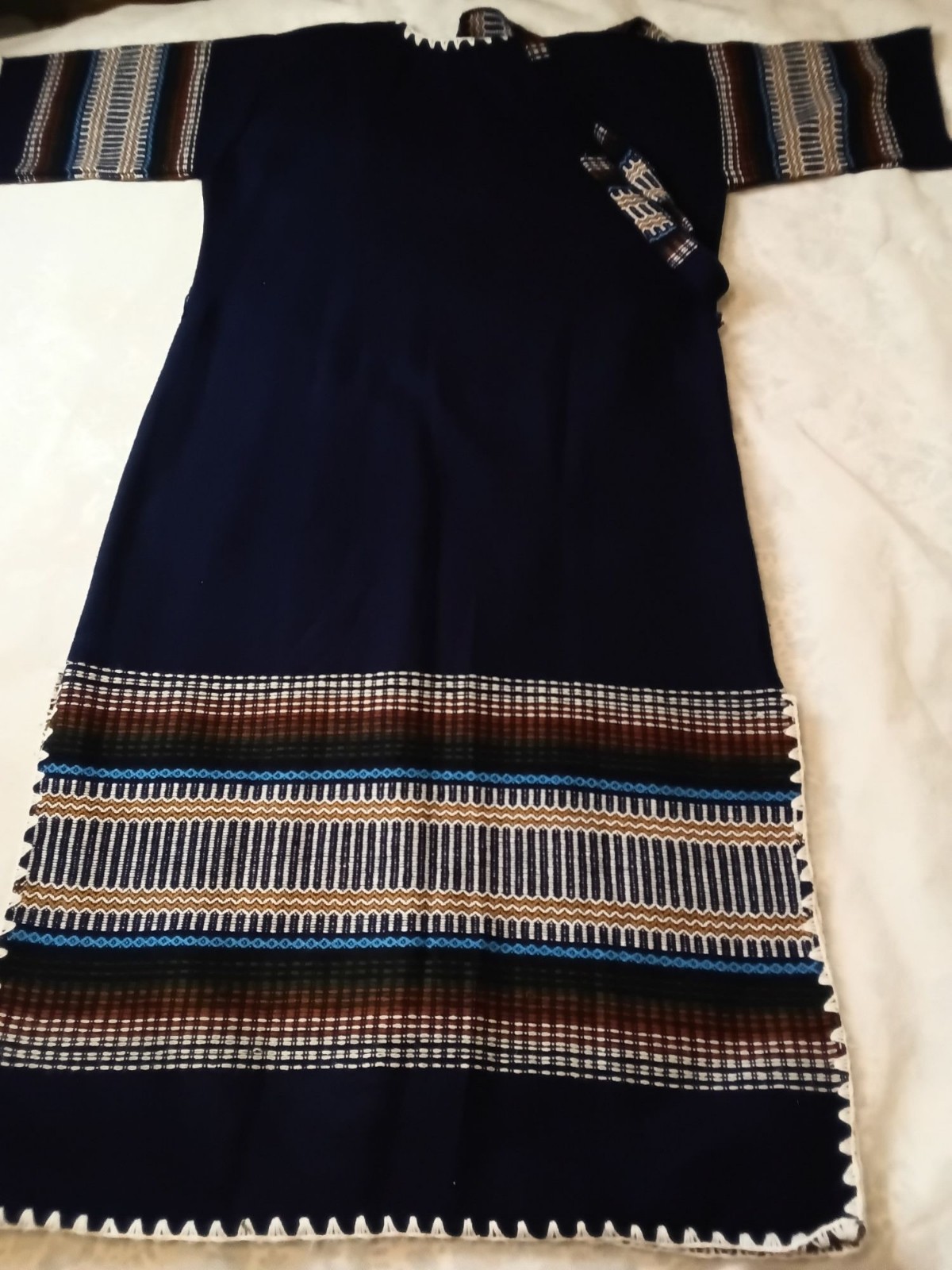 Vtg 80s Peru Ecuador Bolivia South America L/XL Colorful Hand Woven Dress