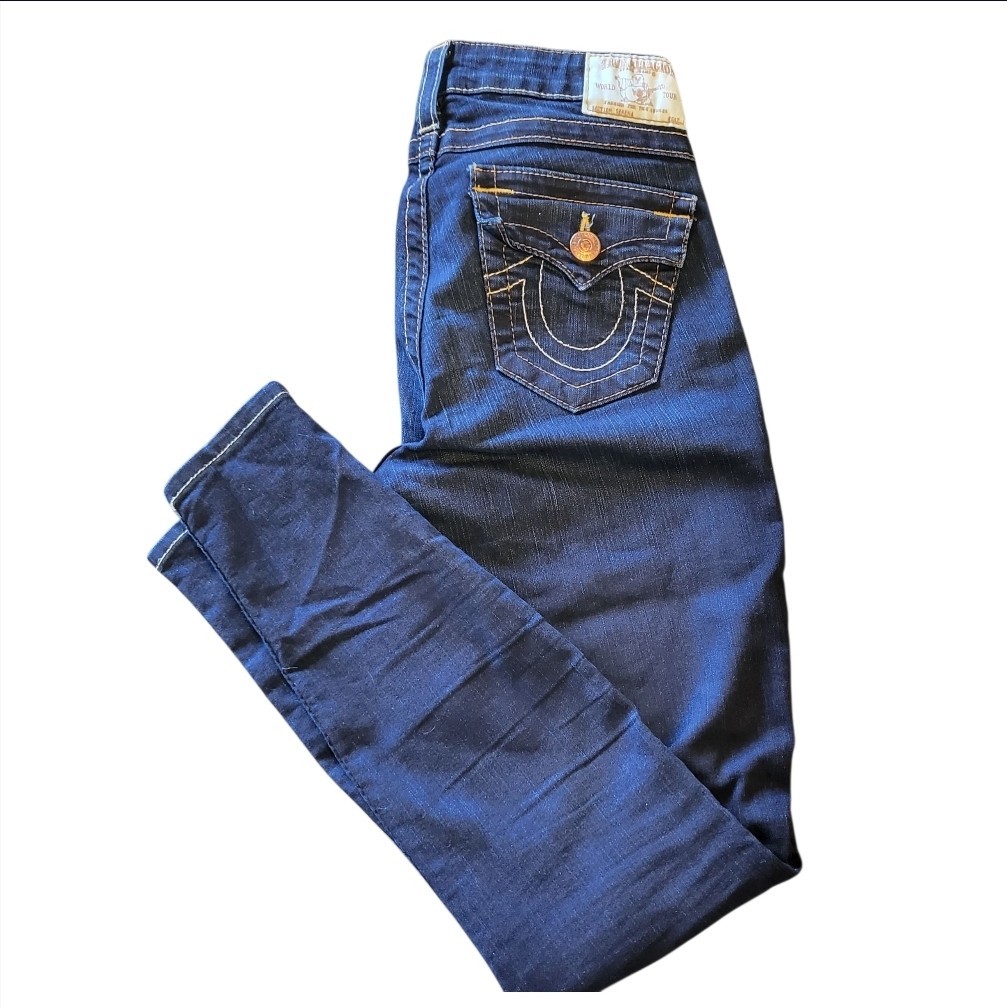Vintage True Religion Dark Blue Y2K Detailed Pockets Skinny Jeans Women’s Sz 27